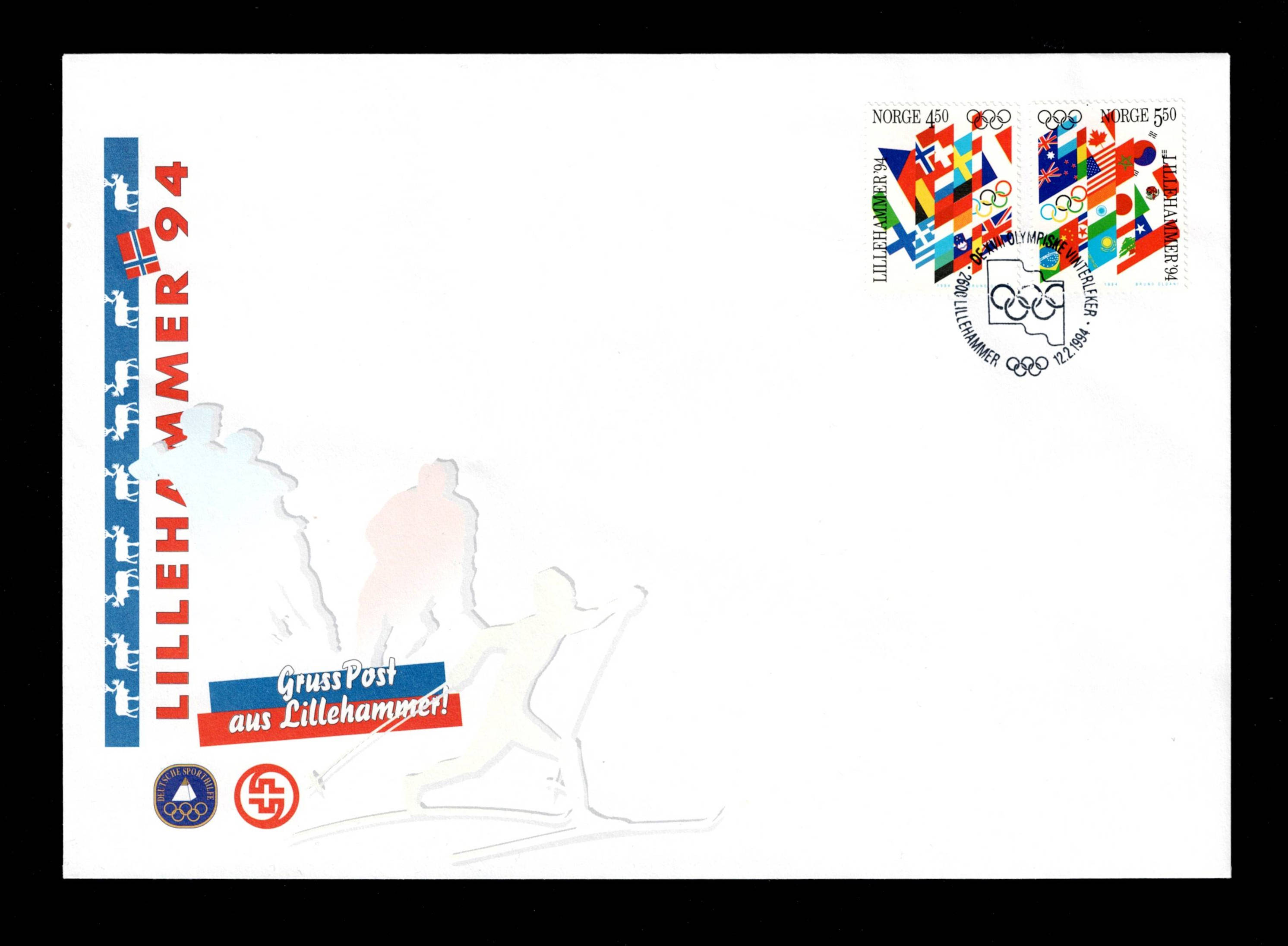 FDC 1994 NK1194-95 Lillehammer II vignet