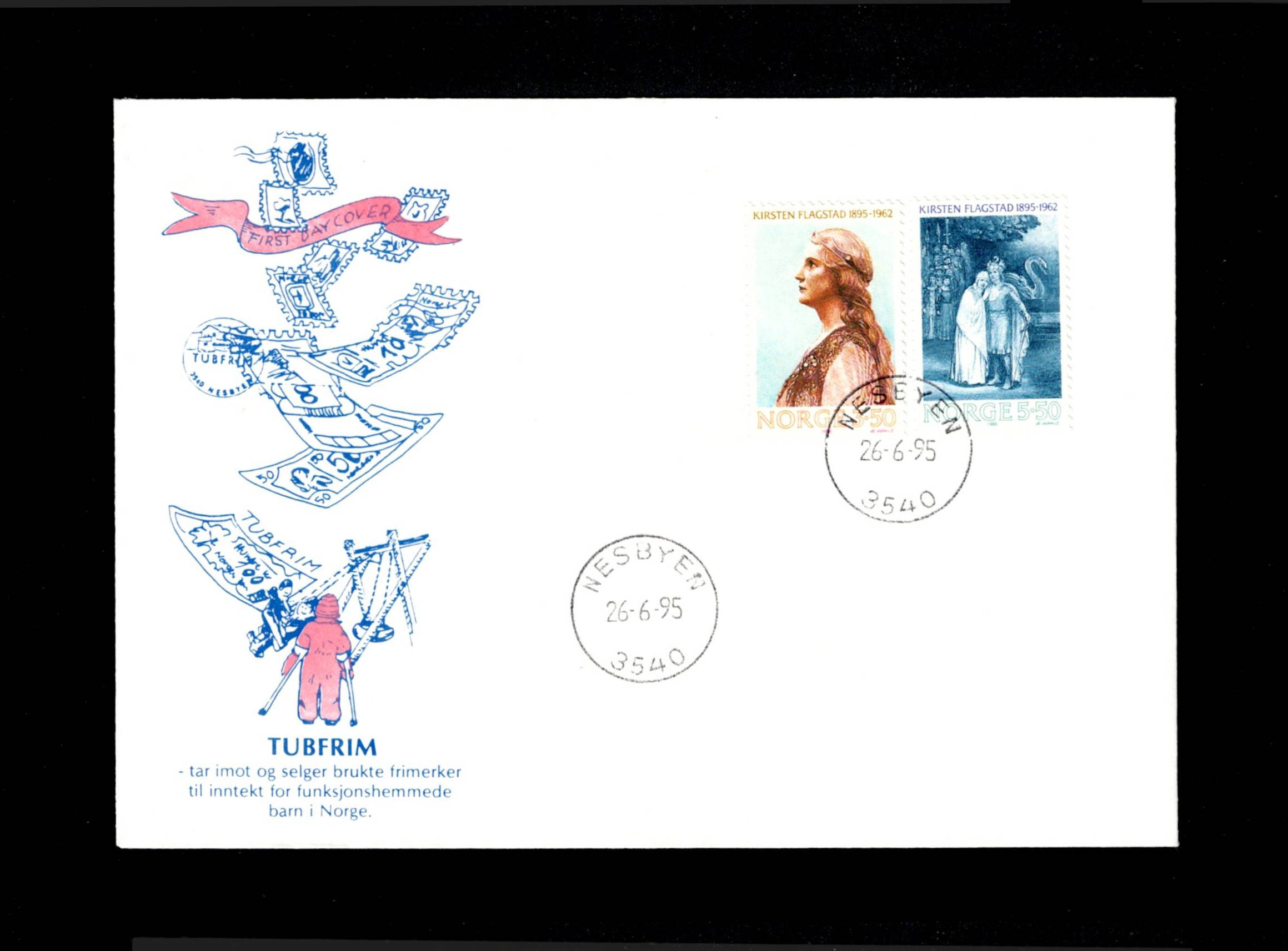 FDC 1995 NK1232-33 NESBYEN vignet Tubfrim