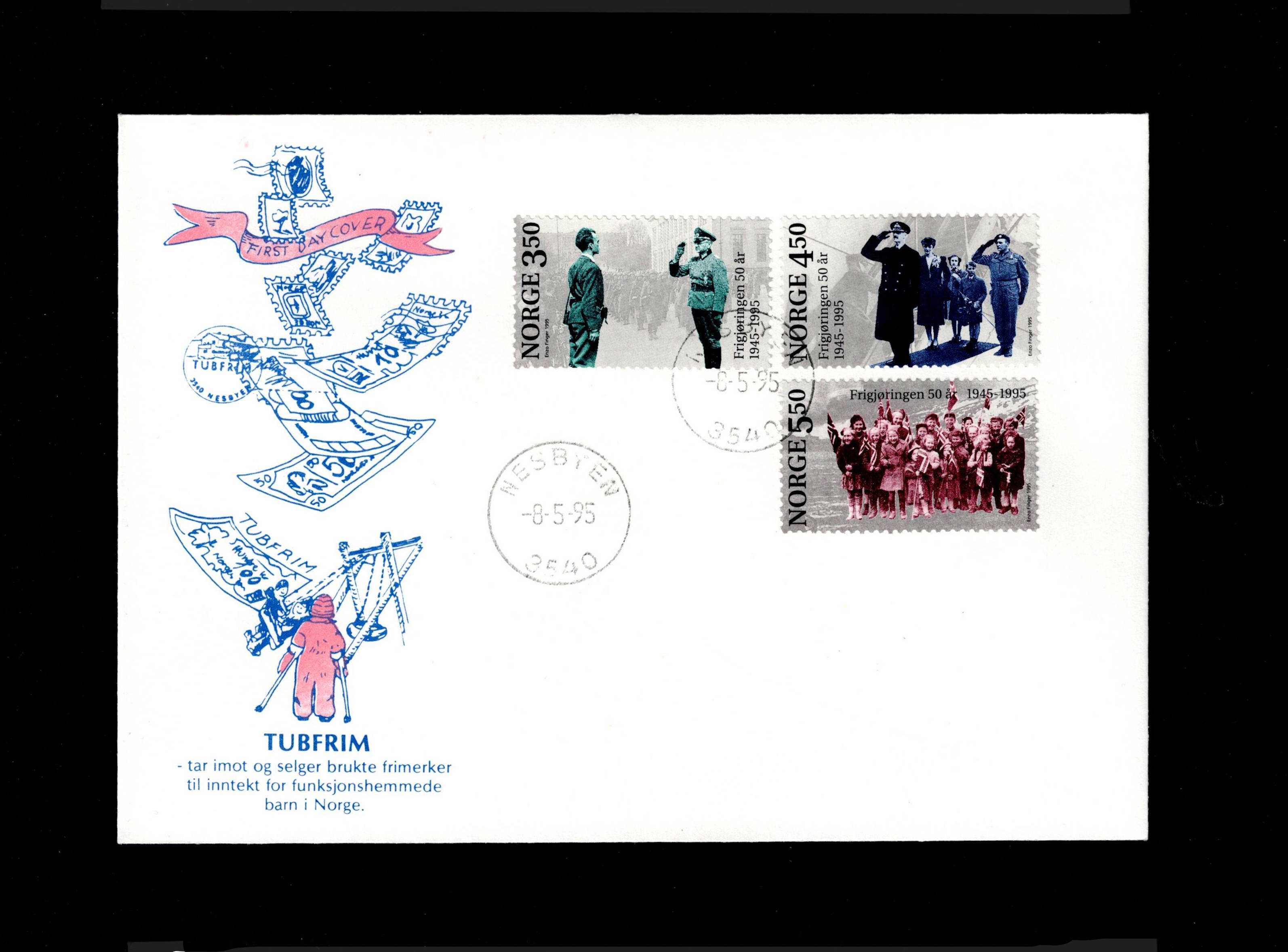 FDC 1995 NK1227-29 NESBYEN vignet Tubfrim