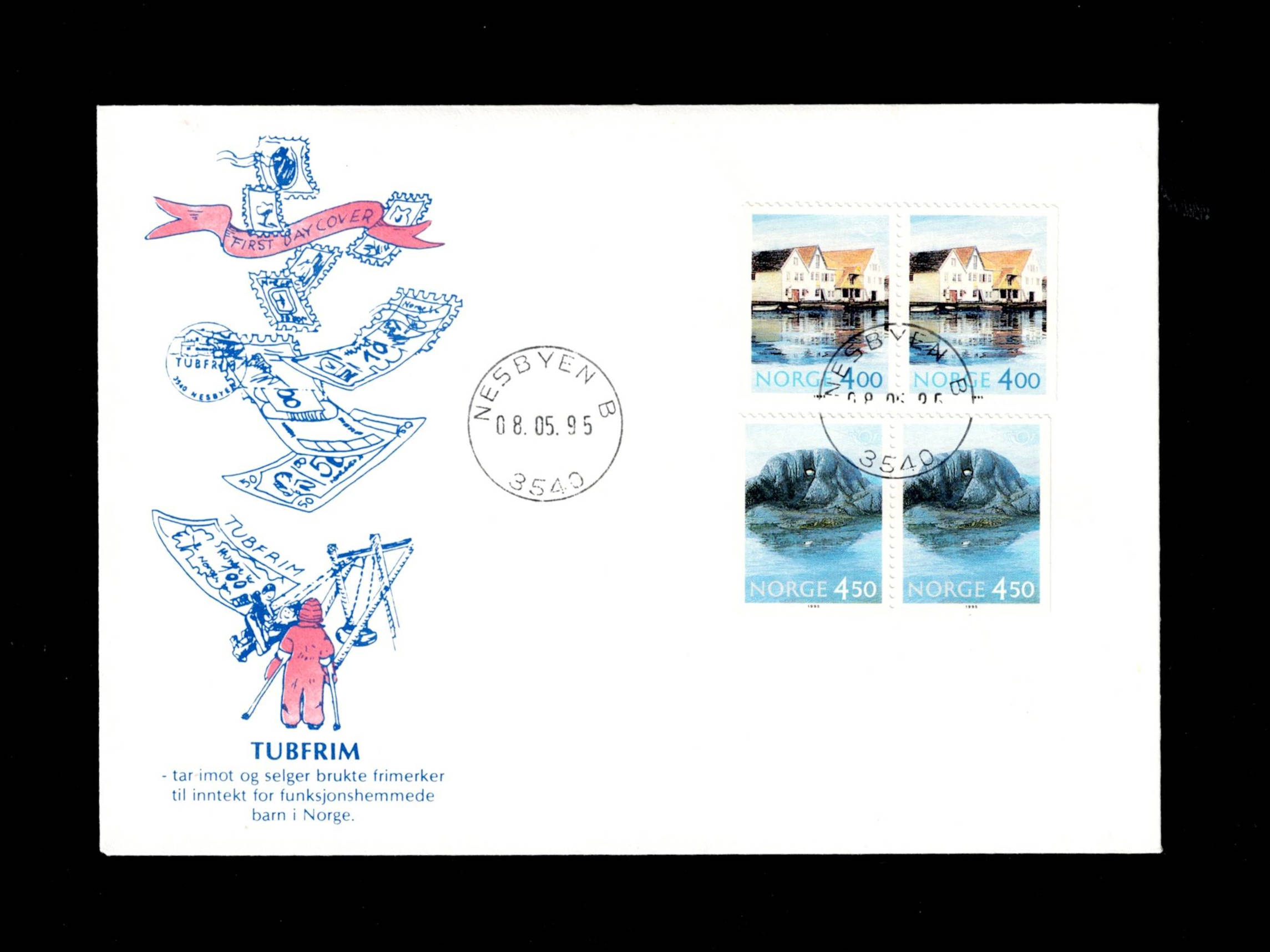 FDC 1995 NK1225-26 NESBYEN vignet Tubfrim