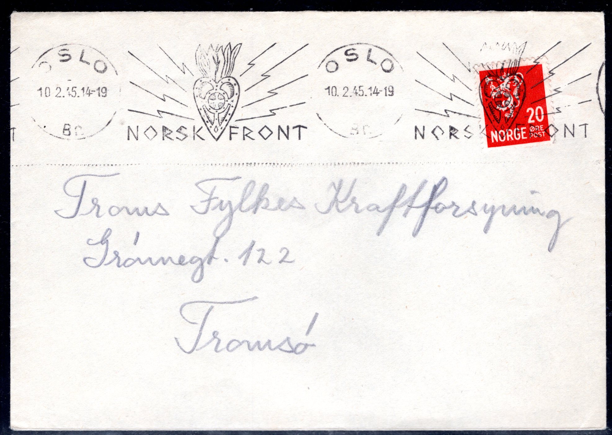brev særst Norsk front Oslo 1945 se scan