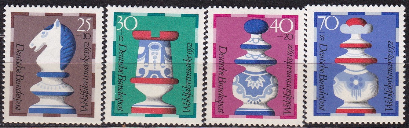 BRD 1972. Michel # 742-745. Sjakkbrikker. Postfrisk serie