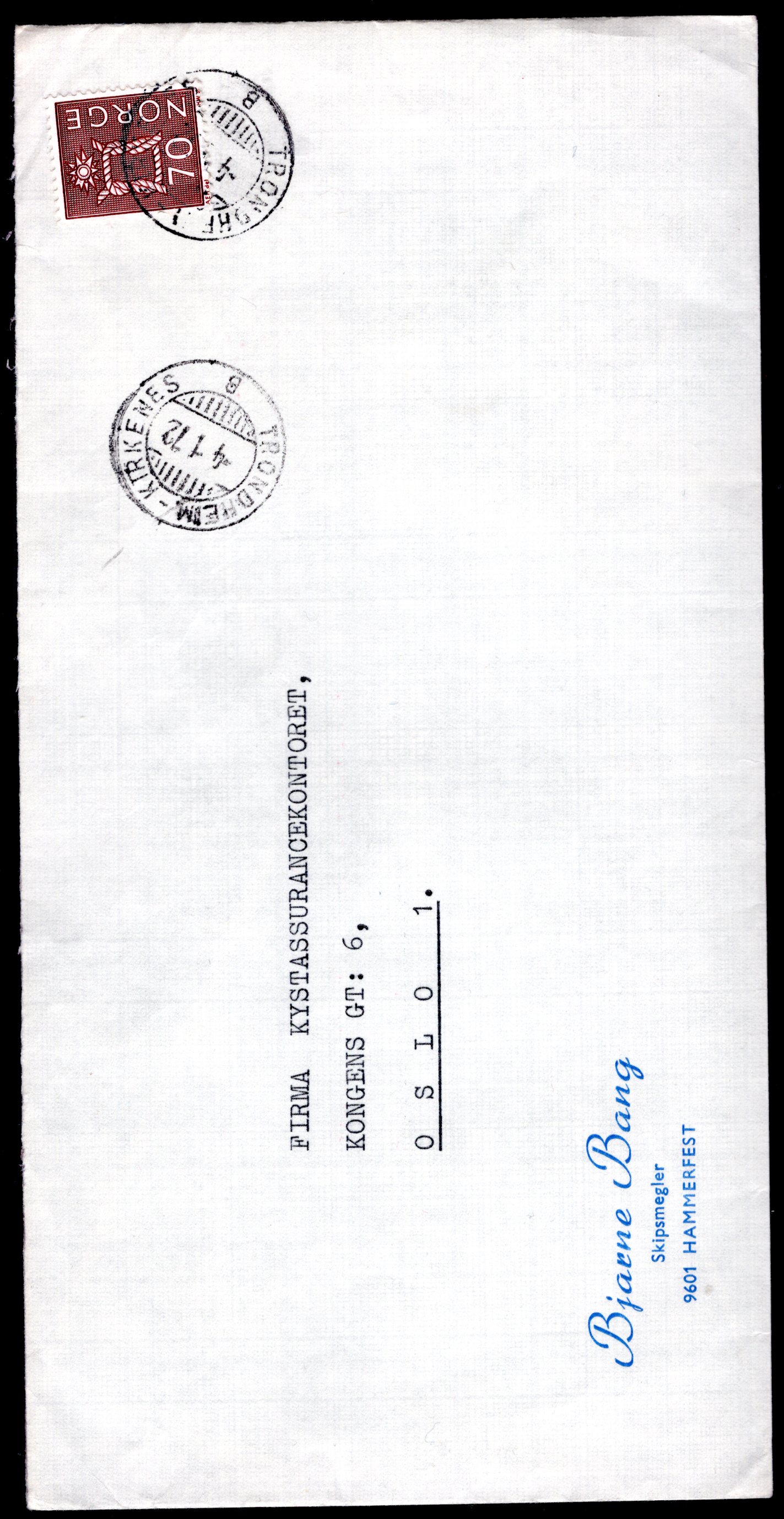 firmabrev stemplet Tronheim-Kirkenes B 1972 se scan