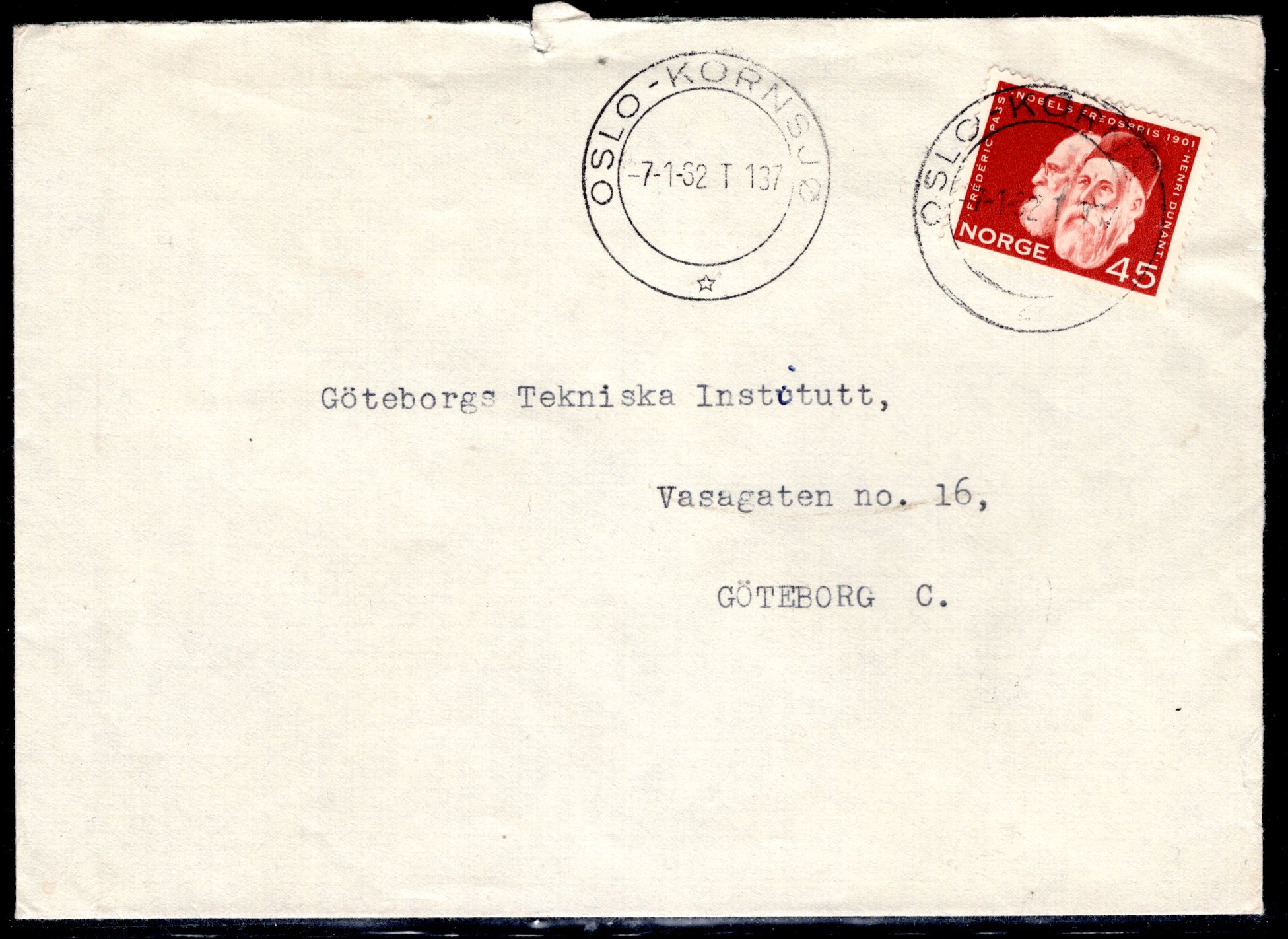 brev stemplet Oslo-Kornsjø 1962 se scan