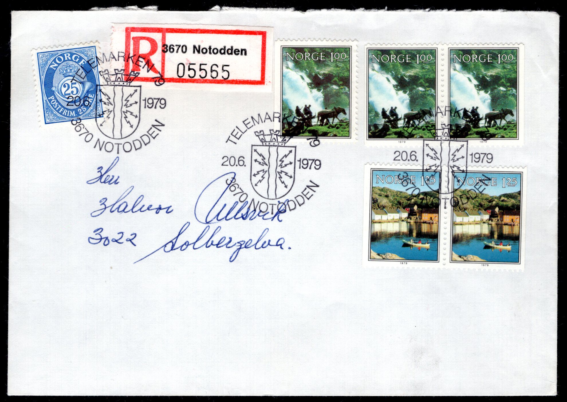 Rekbrev særstemplet Notodden 1979 se scan