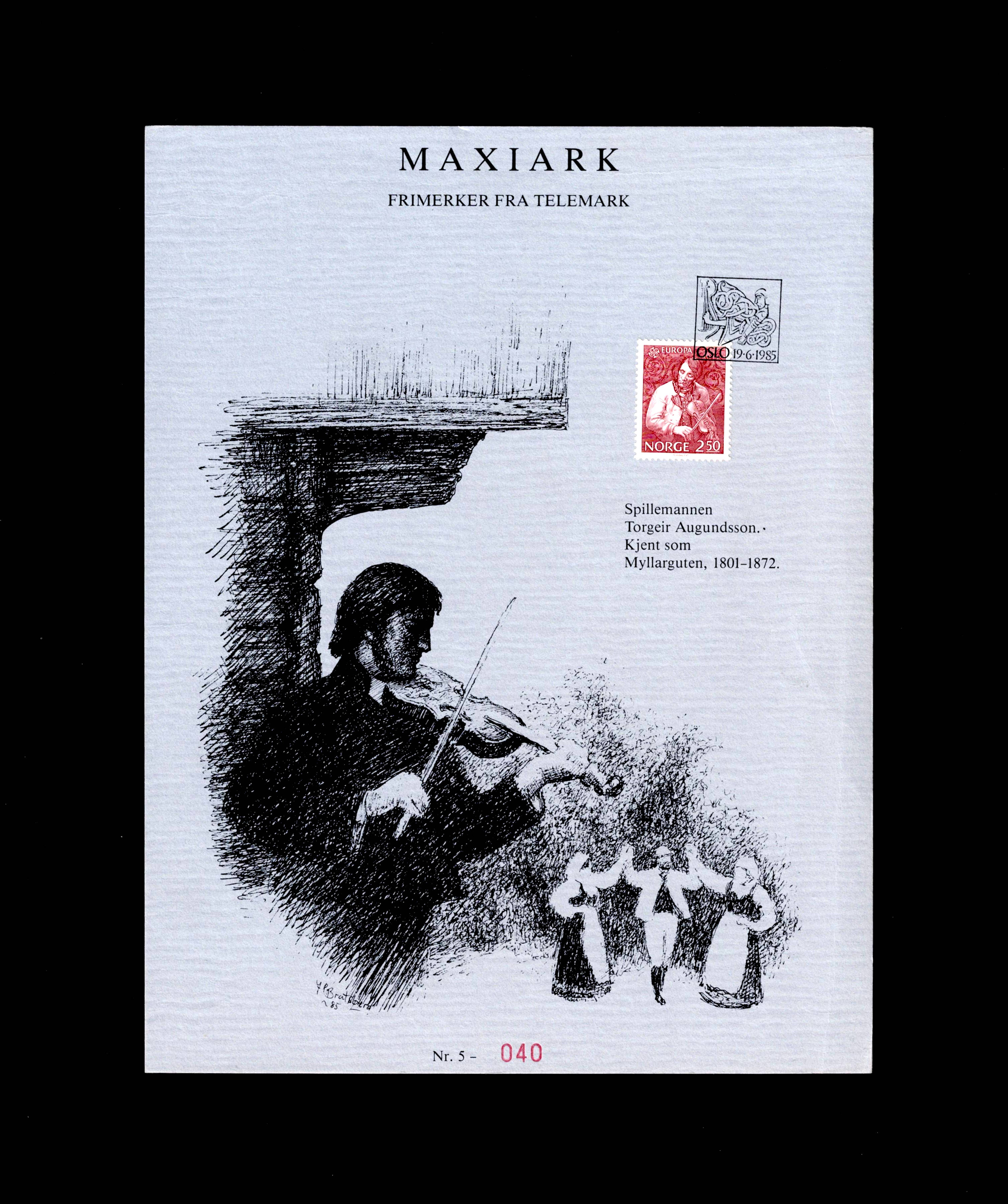 FDC 1985 NK974 Europa XVII vignet MAXI Telemark