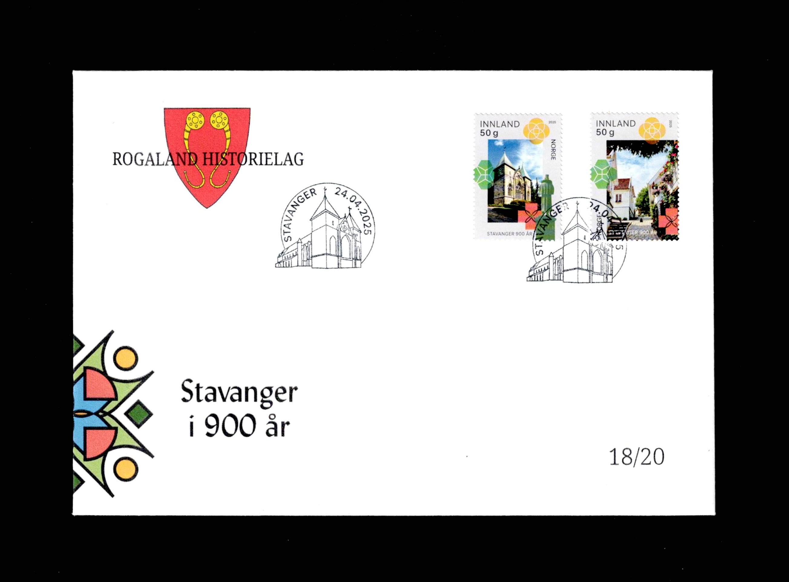 FDC 2025 NK2139-40 Stavanger vignet Rogaland Historielag 18/20
