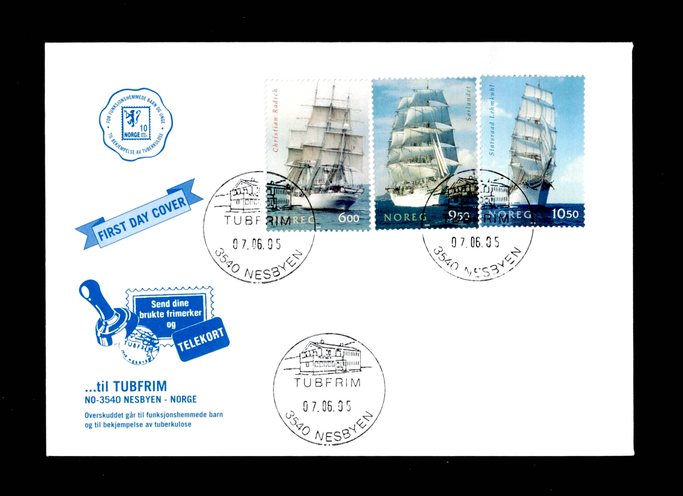 FDC 2005 NK1576-78 NESBYEN vignet Tubfrim