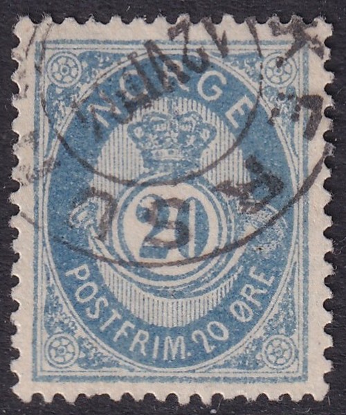Nk 40IIa. 20 øre posthorn 1882/83