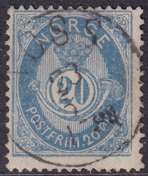 Nk 40IIbx. 20 øre posthorn 1882/83 - Dobbeltfot på F