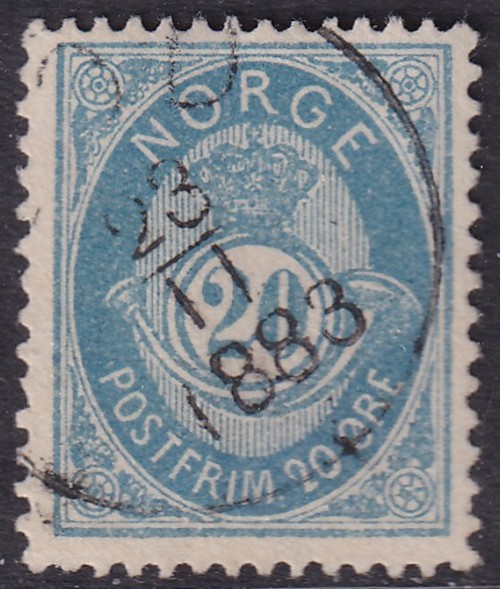 Nk 40IIbx. 20 øre posthorn 1882/83 Bod