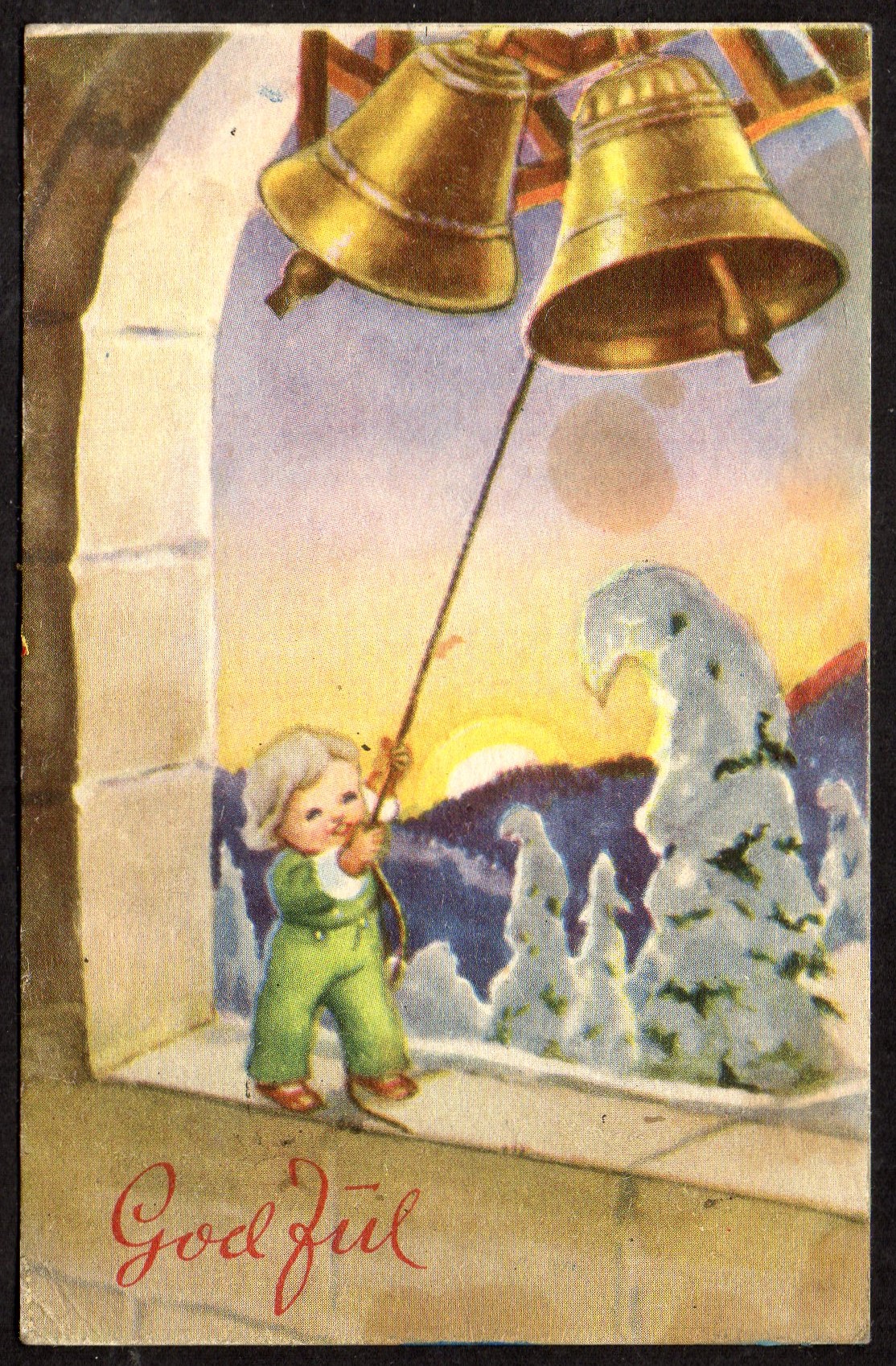 God jul kort st Vikeland 1949 - Oppi kort serie 1 - Litt flekker bak