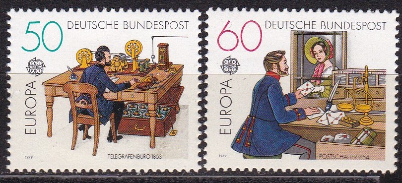 BRD 1979. Michel # 1010-1011. Post og telekommunikasjon. Postfrisk serie