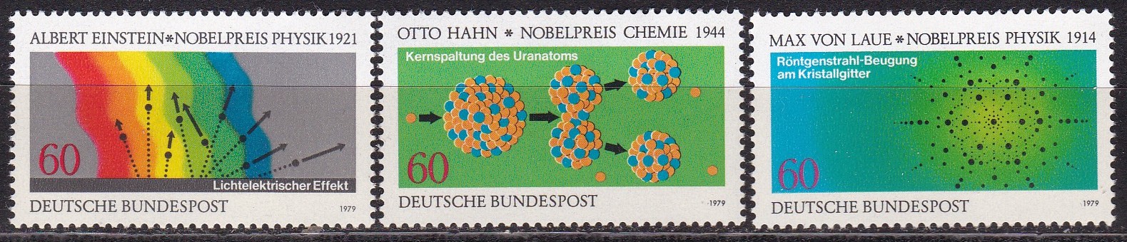 BRD 1979. Michel # 1019-1021. Nobelpriser. Postfrisk serie