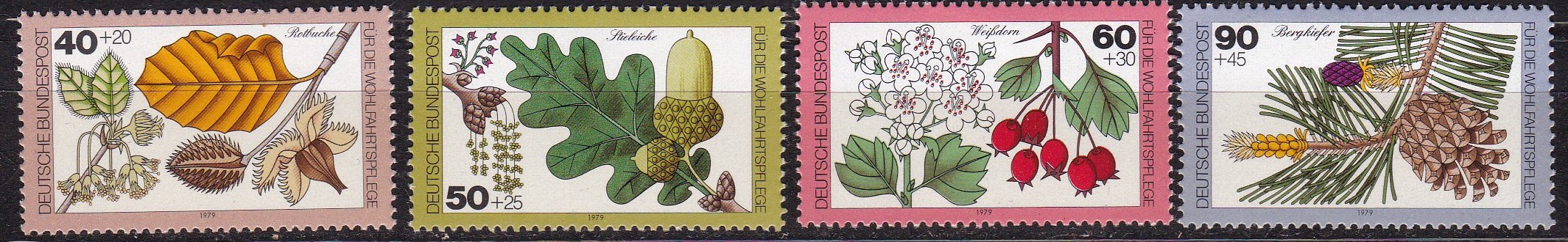 BRD 1979. Michel # 1024-1027. Skogsfrukter. Postfrisk serie