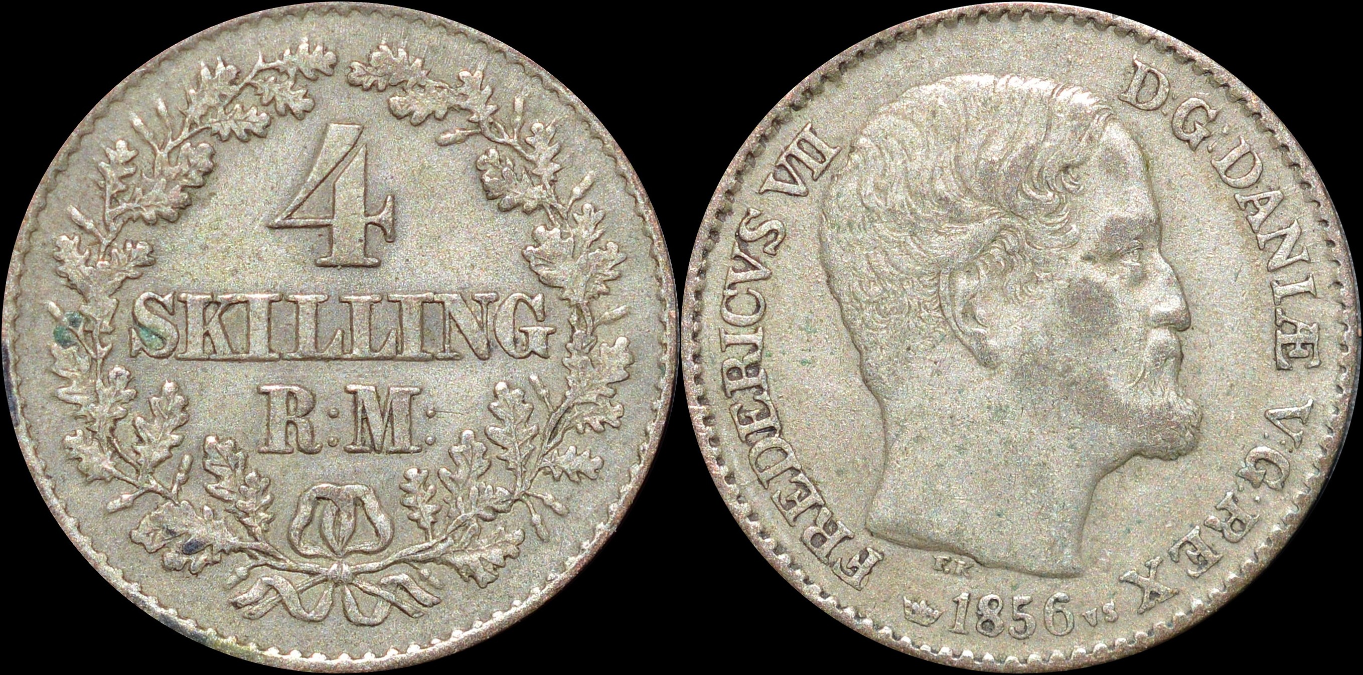NorCollect:  Danmark 4 Skilling 1856  Sølv