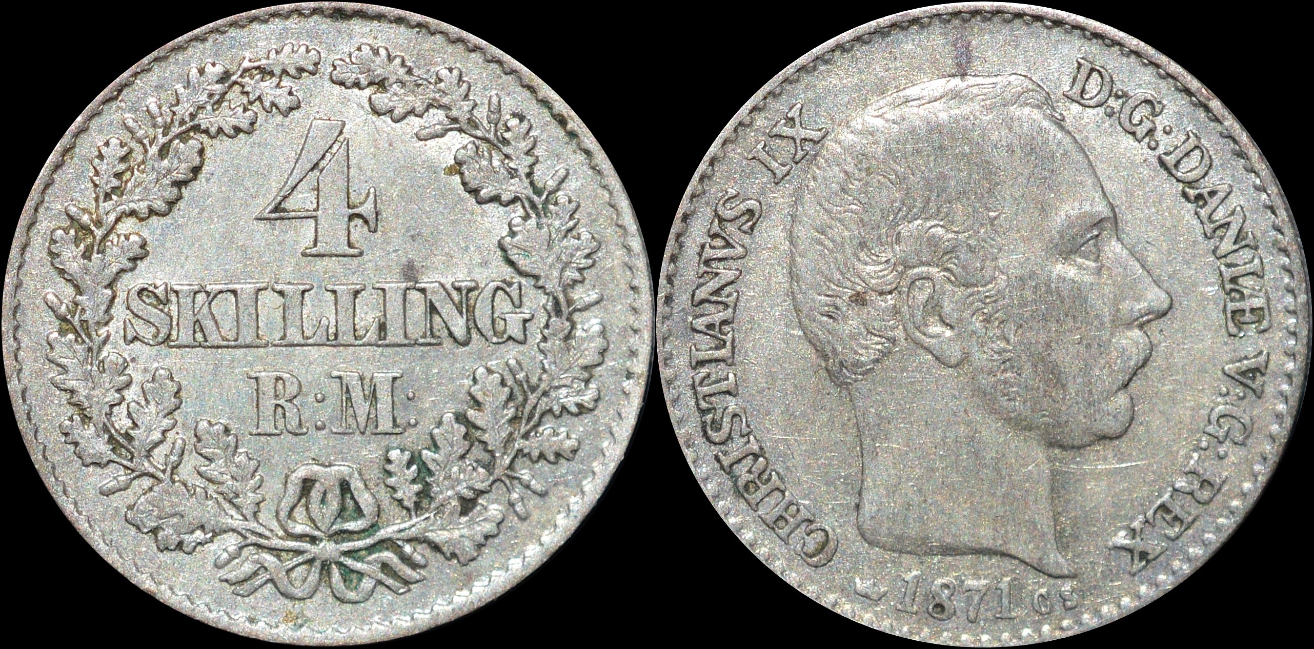 NorCollect:  Danmark 4 Skilling 1871  Sølv