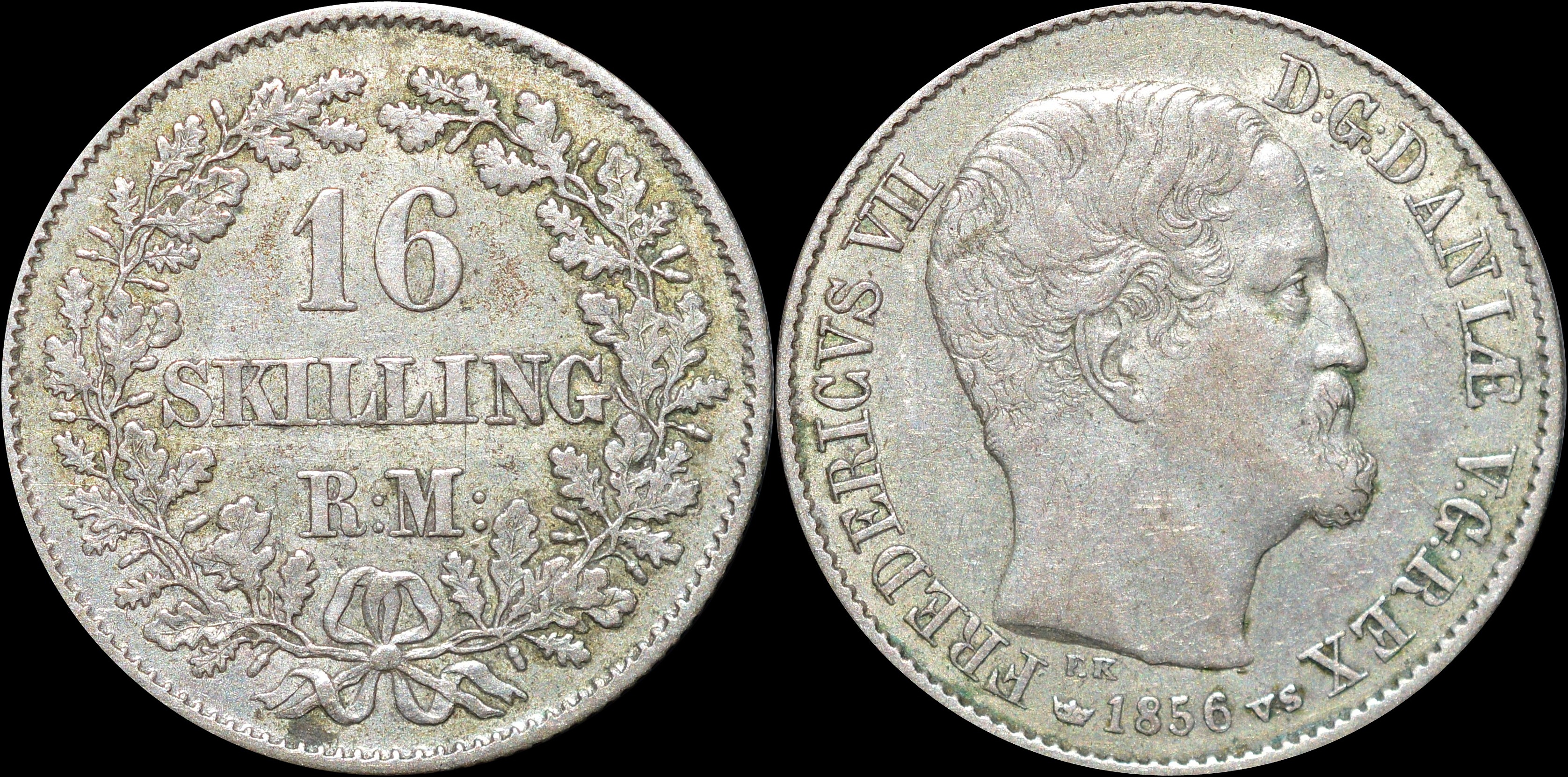 NorCollect:   Danmark 16 Skilling 1856  Sølv