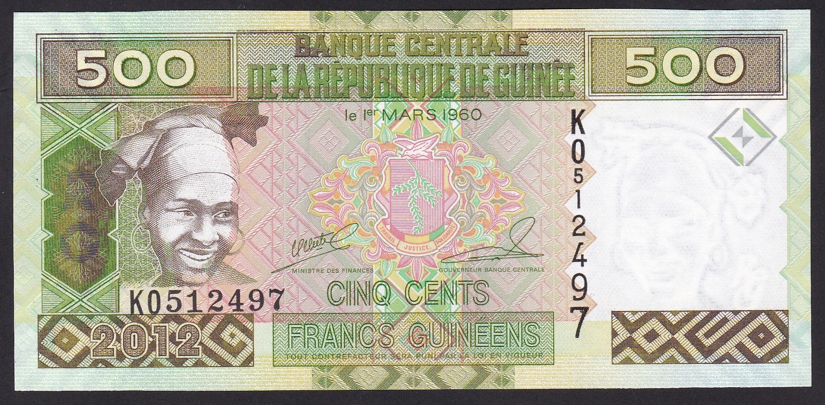 GUINEE . 2012 . 500 Franks