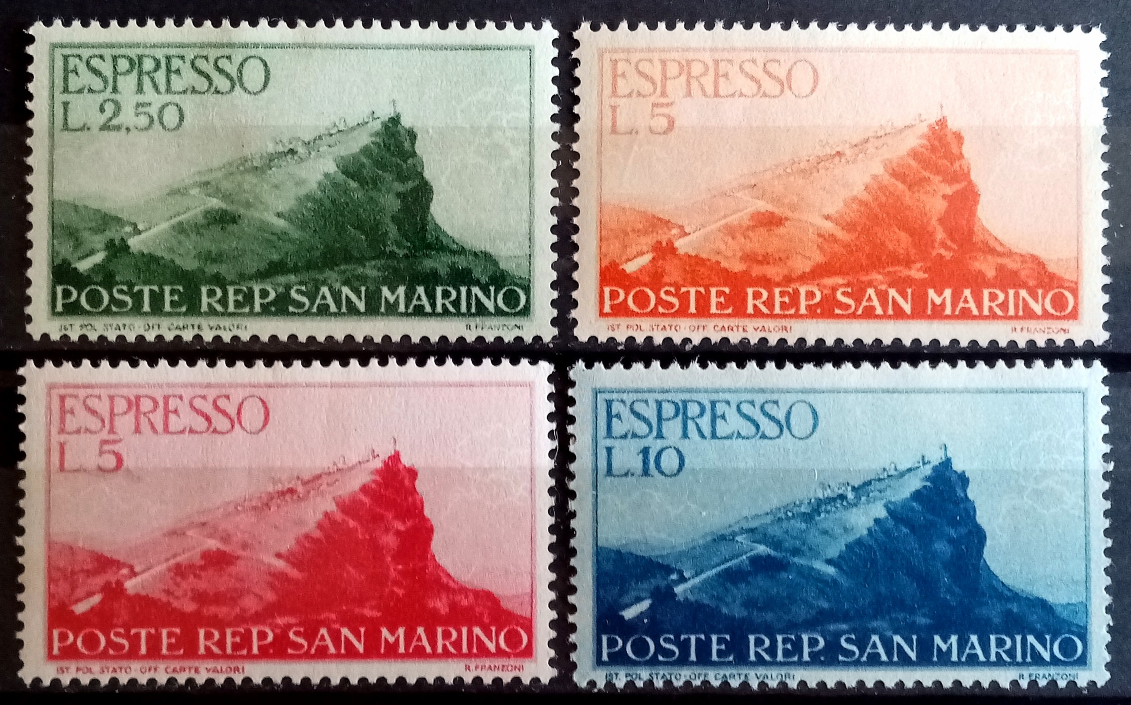 San Marino - Afa 11-14. Expressmerker. " S.Marino klippen " (1945-46) *