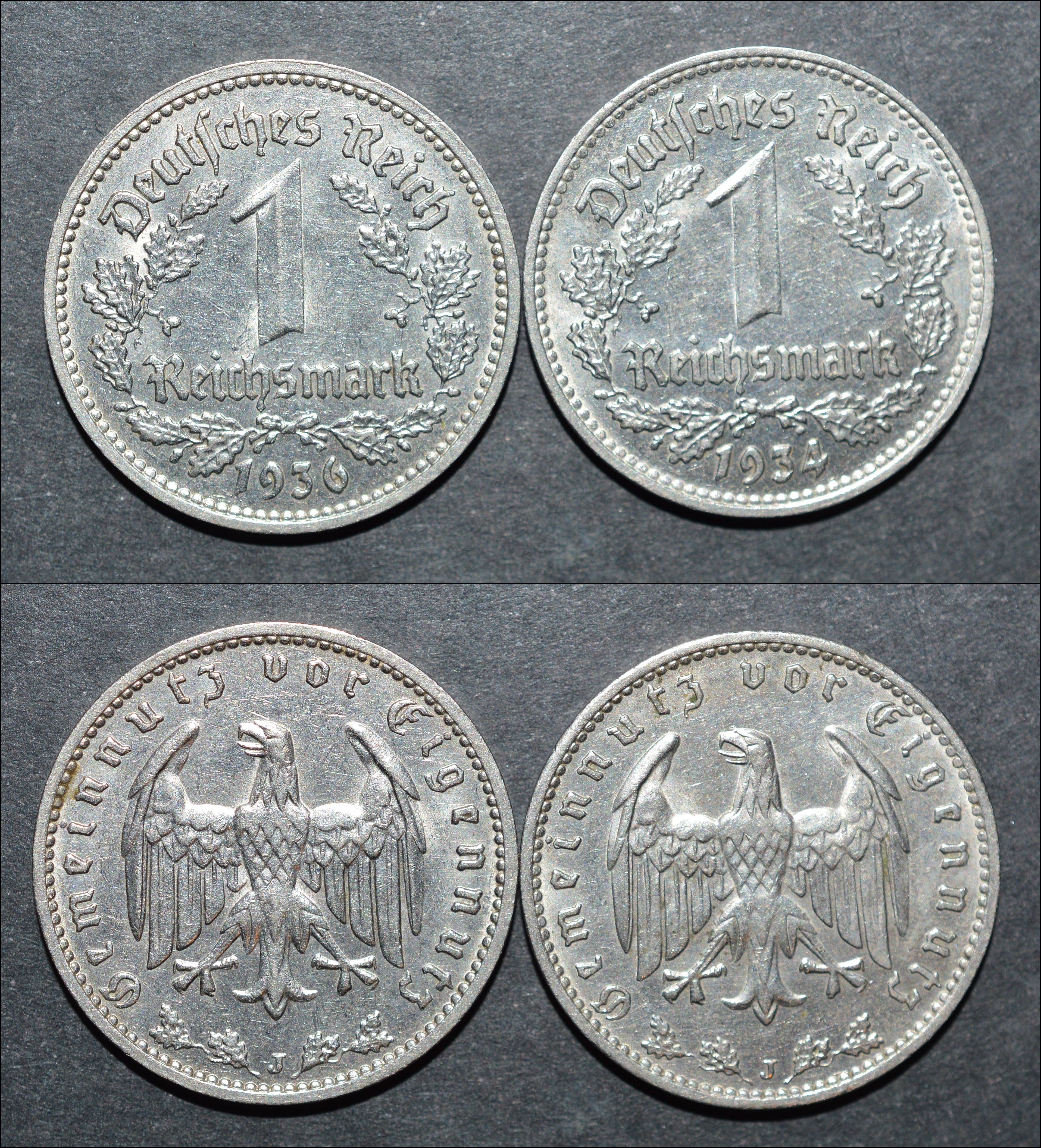 NorCollect:  Tyskland 2 x 1 Mark 1934/36 J
