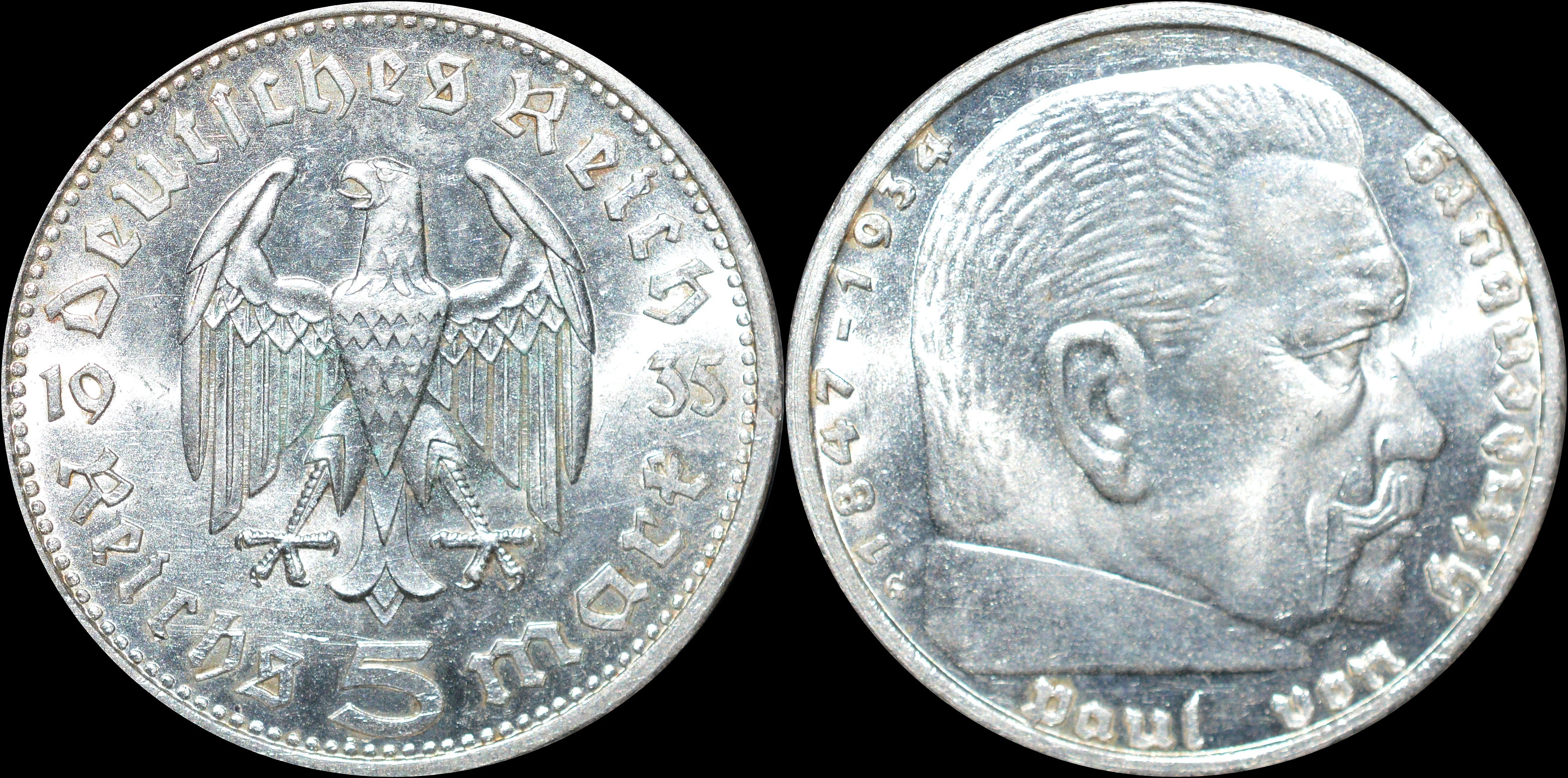 NorCollect:  Tyskland 5 Mark 1935 G  Sølv