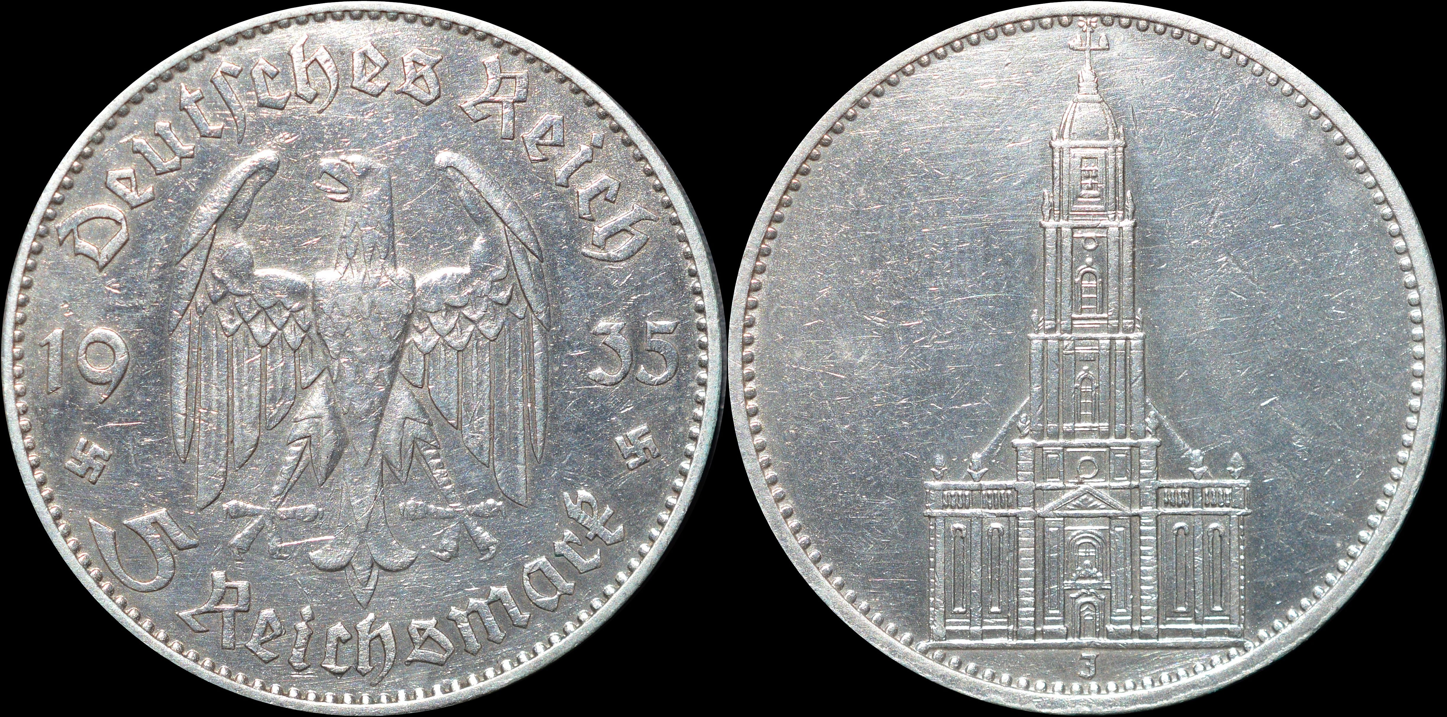 NorCollect:  Tyskland 5 Mark 1935 J  Sølv