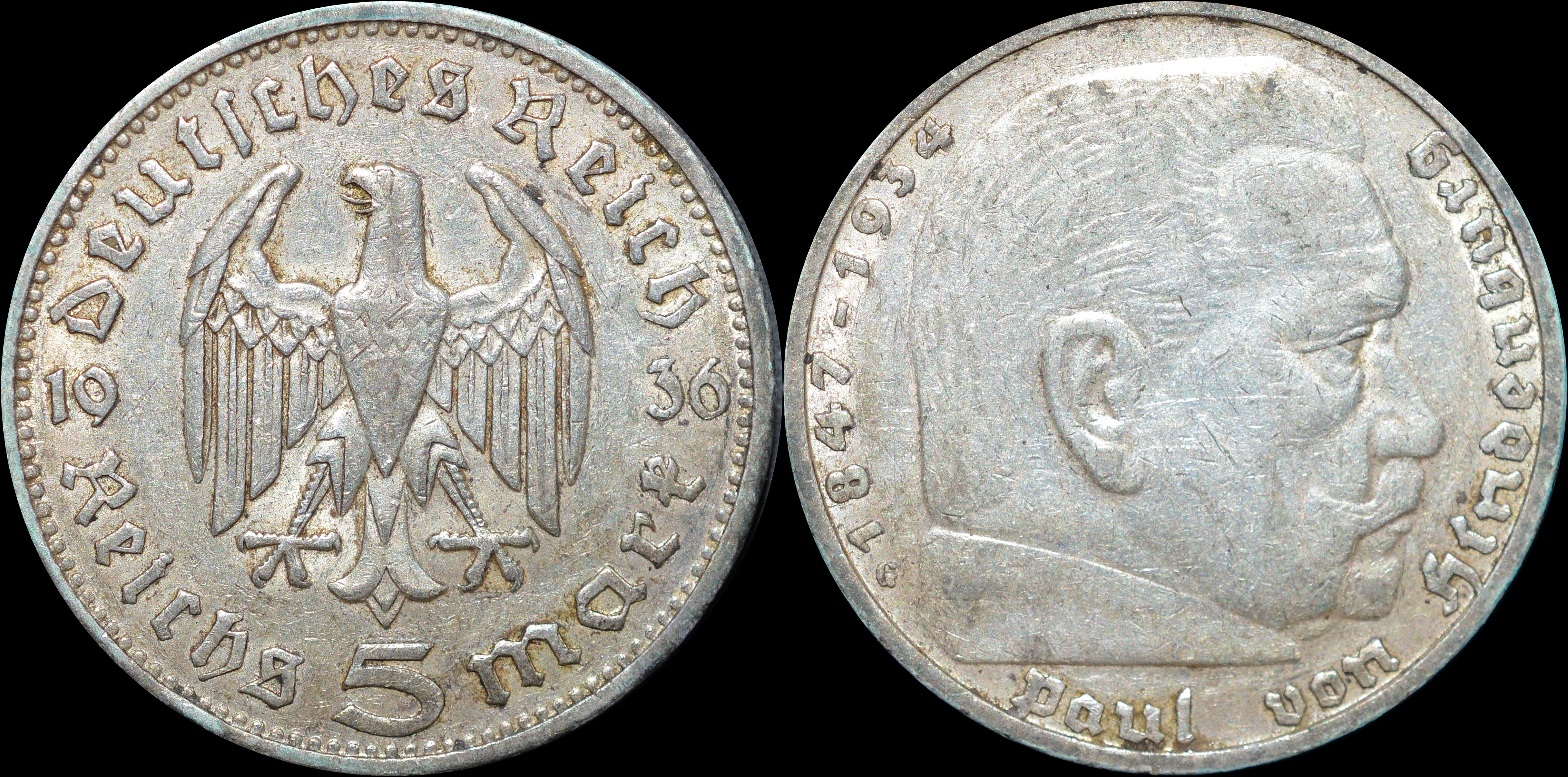 NorCollect:  Tyskland 5 Mark 1936 G  Sølv