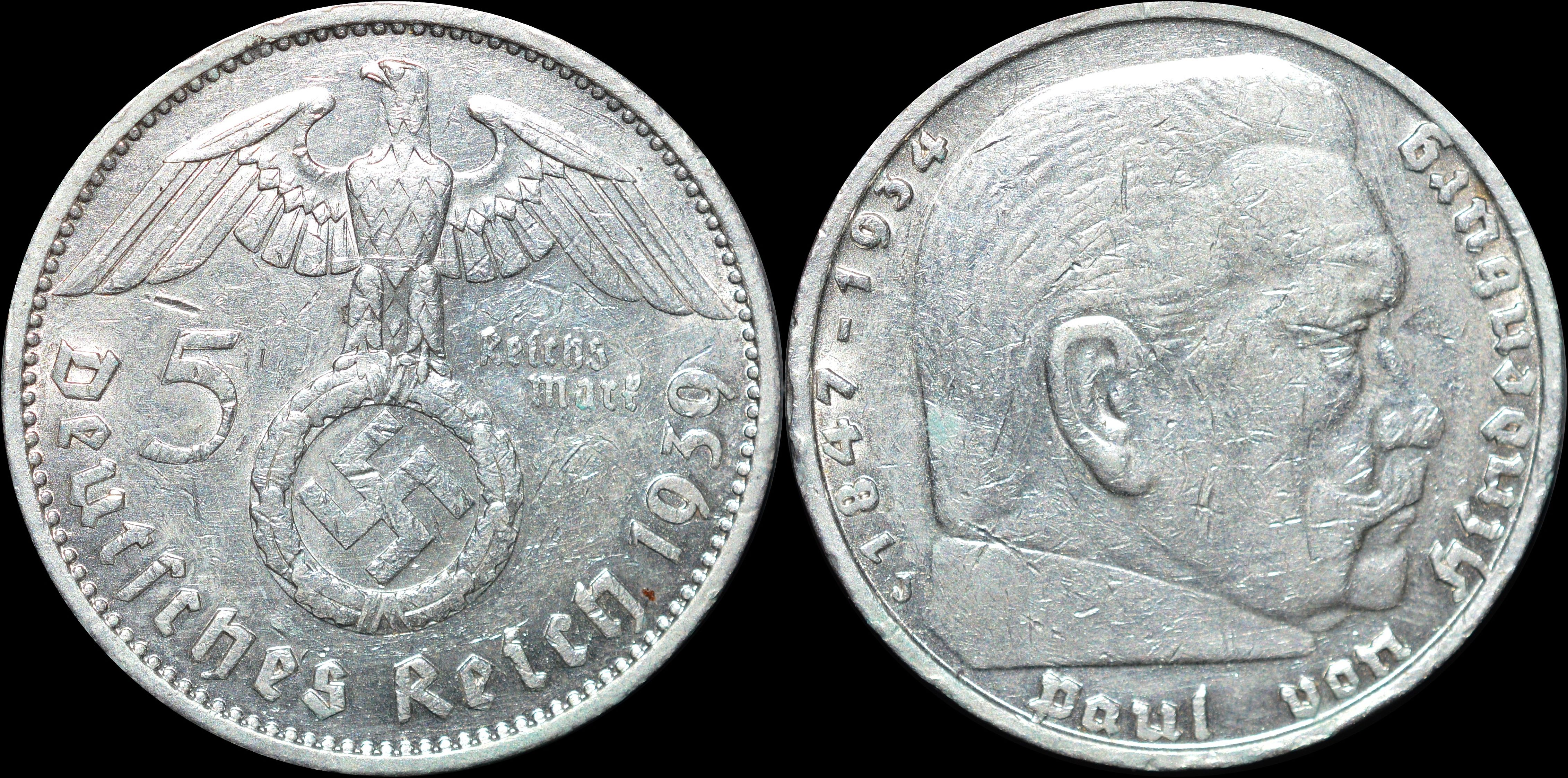 NorCollect:  Tyskland 5 Mark 1939 J  Sølv