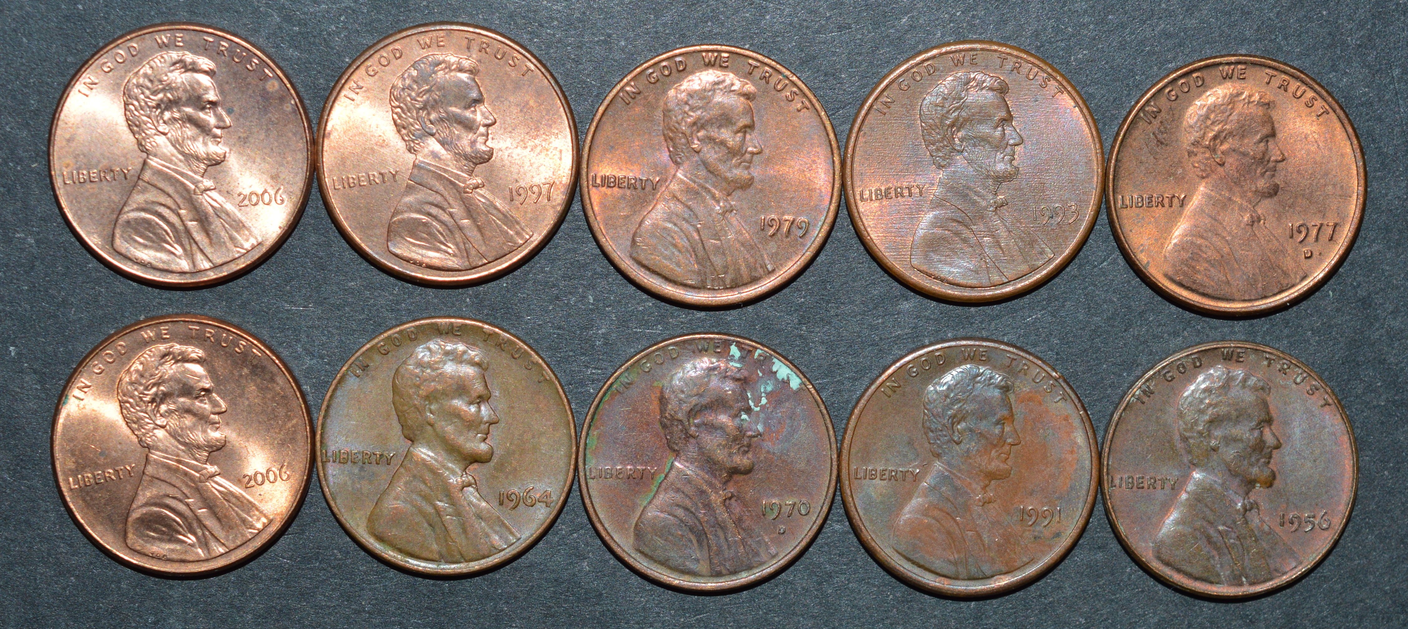 NorCollect:  USA 10 x 1 Cent 1956-2006