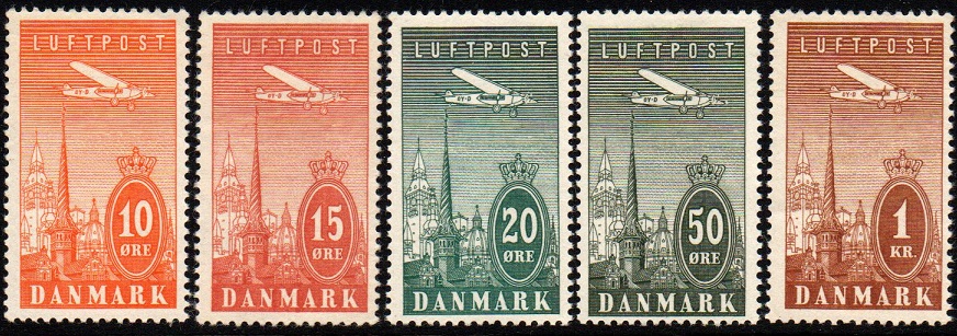 Danmark Afa: 216-20 - Luftpostmerker **