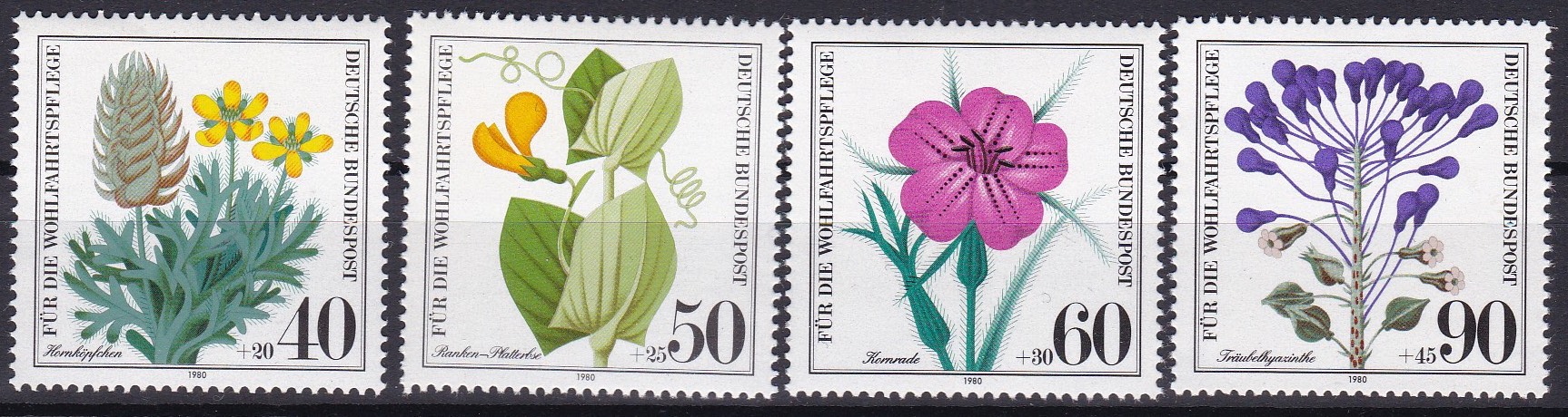 BRD 1980. Michel # 1049-1050. Truede villblomster. Postfrisk serie