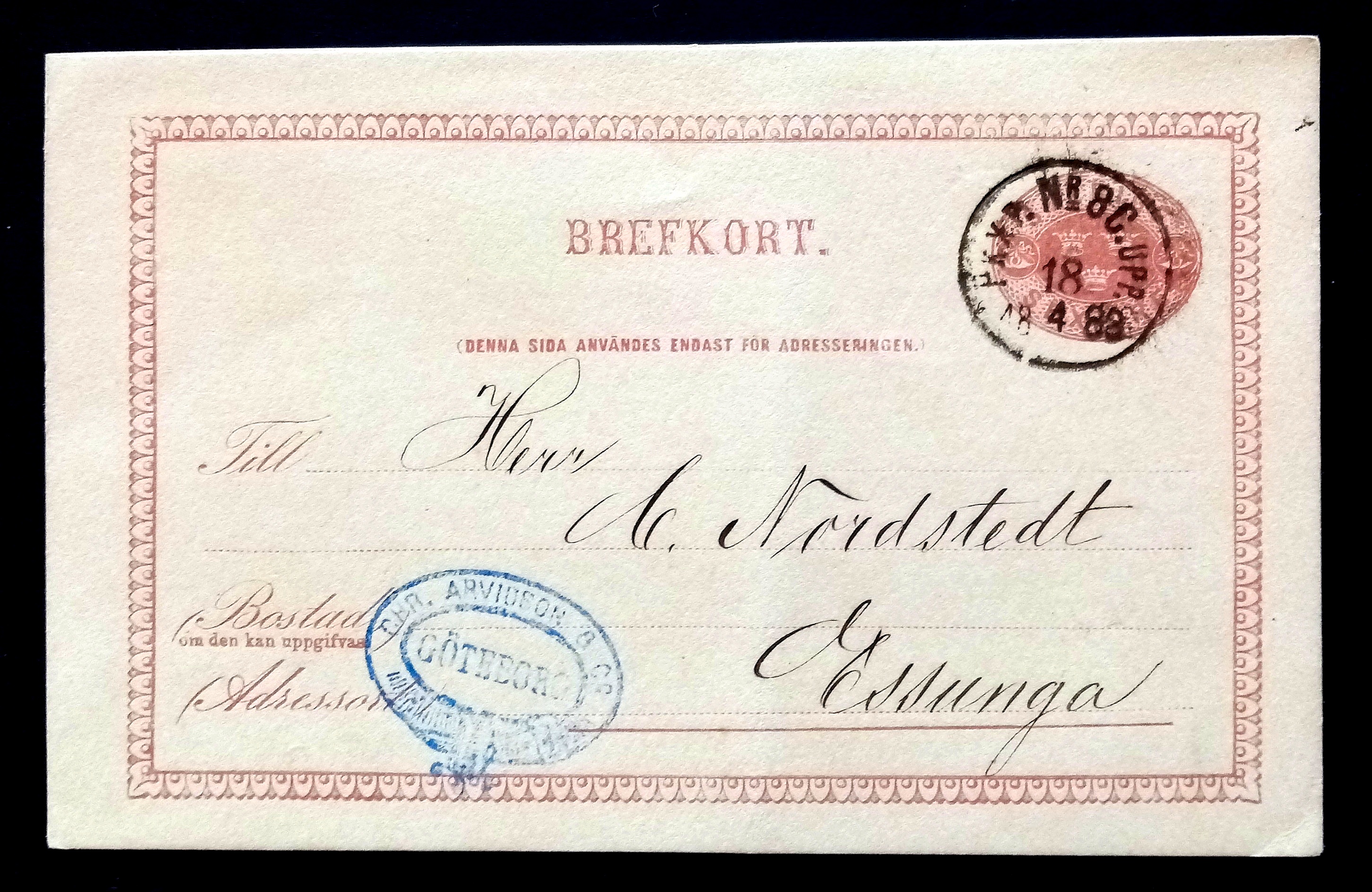 Sverige - BREFKORT - 18.4.83.