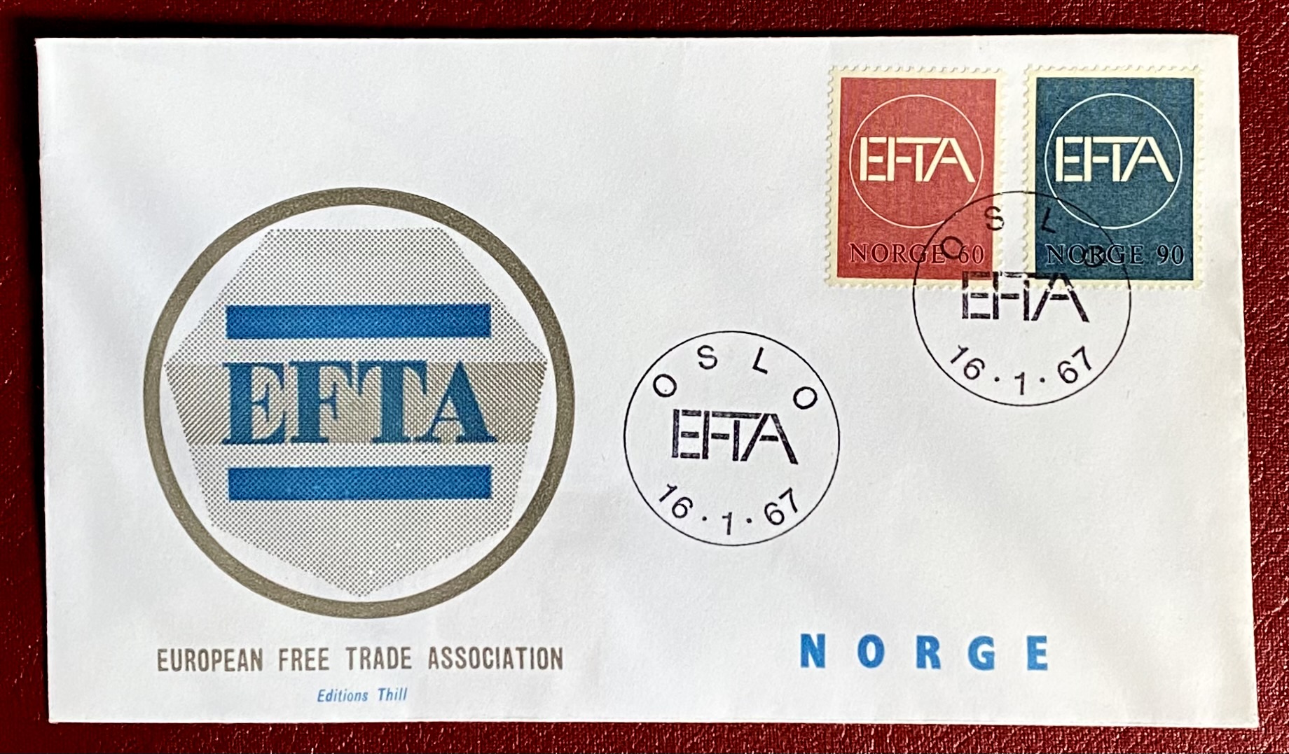 FDC NK 585-586 Efta Vignett Editions Thill