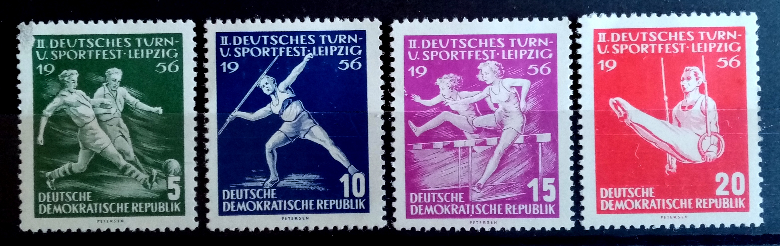 DDR - Afa 334-37. Gynnastik og sportsfest i Leipzig.(1956)*