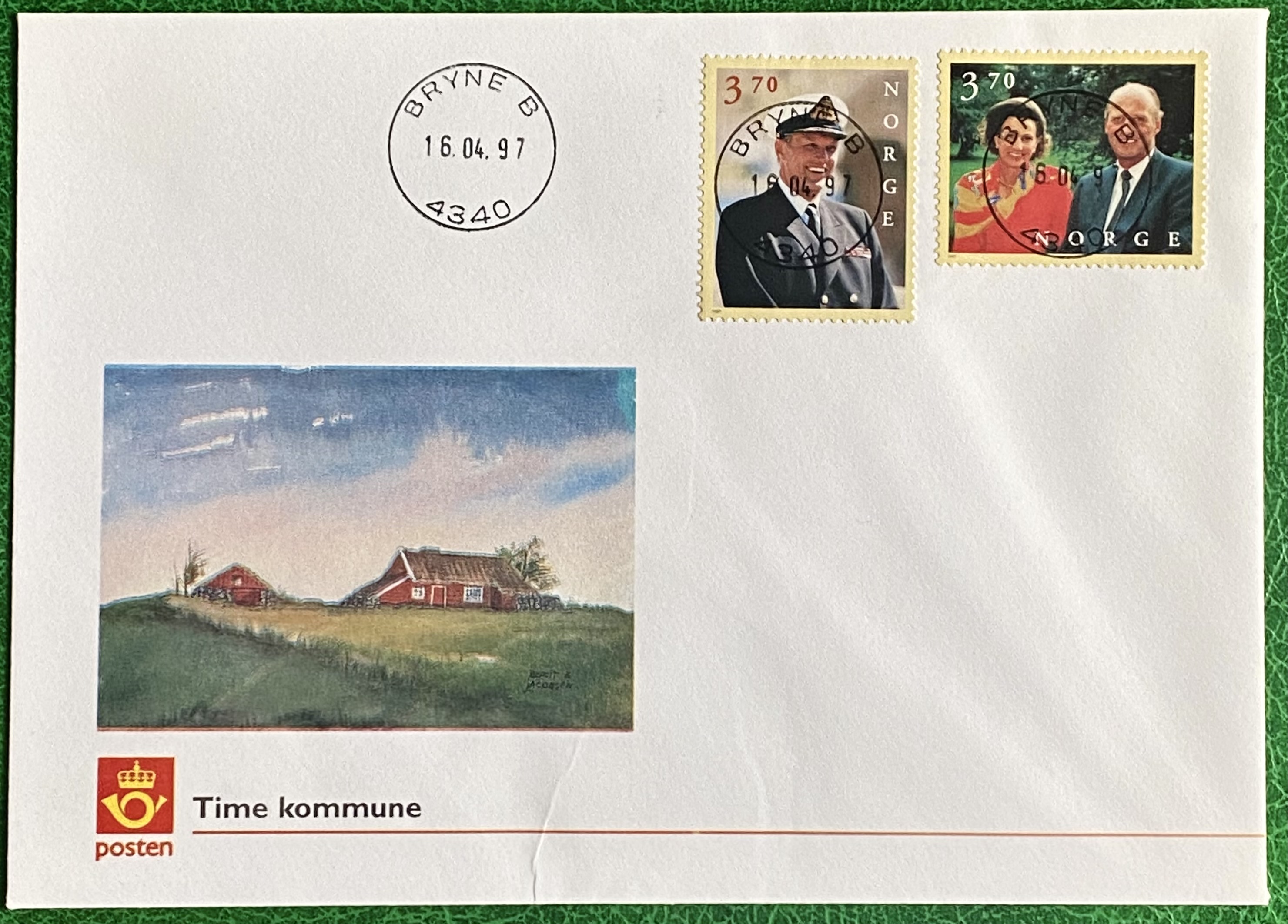 FDC NK 1293-1294 Time kommune Lux stemplet Bryne