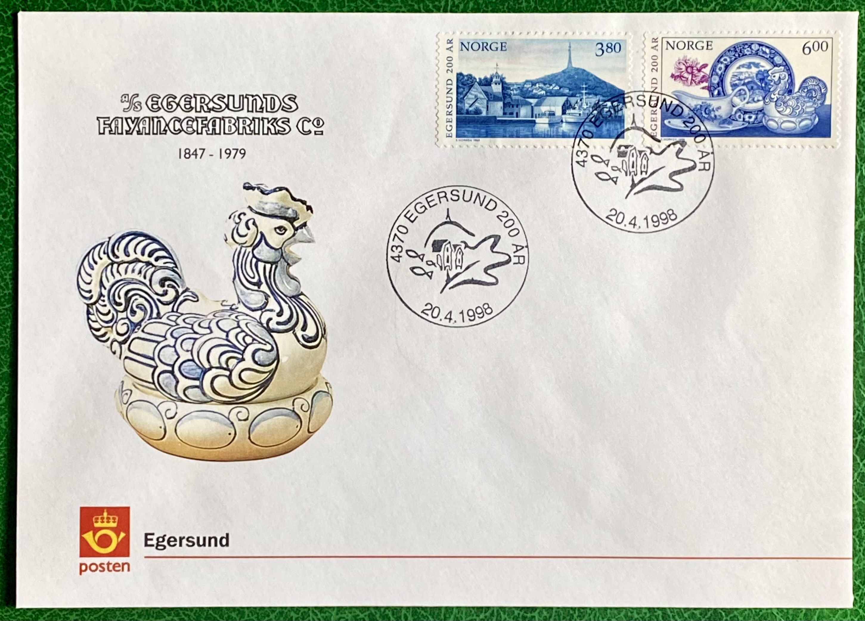 FDC NK 1327-1328 A/S Egersunds Fayancefabriks Co