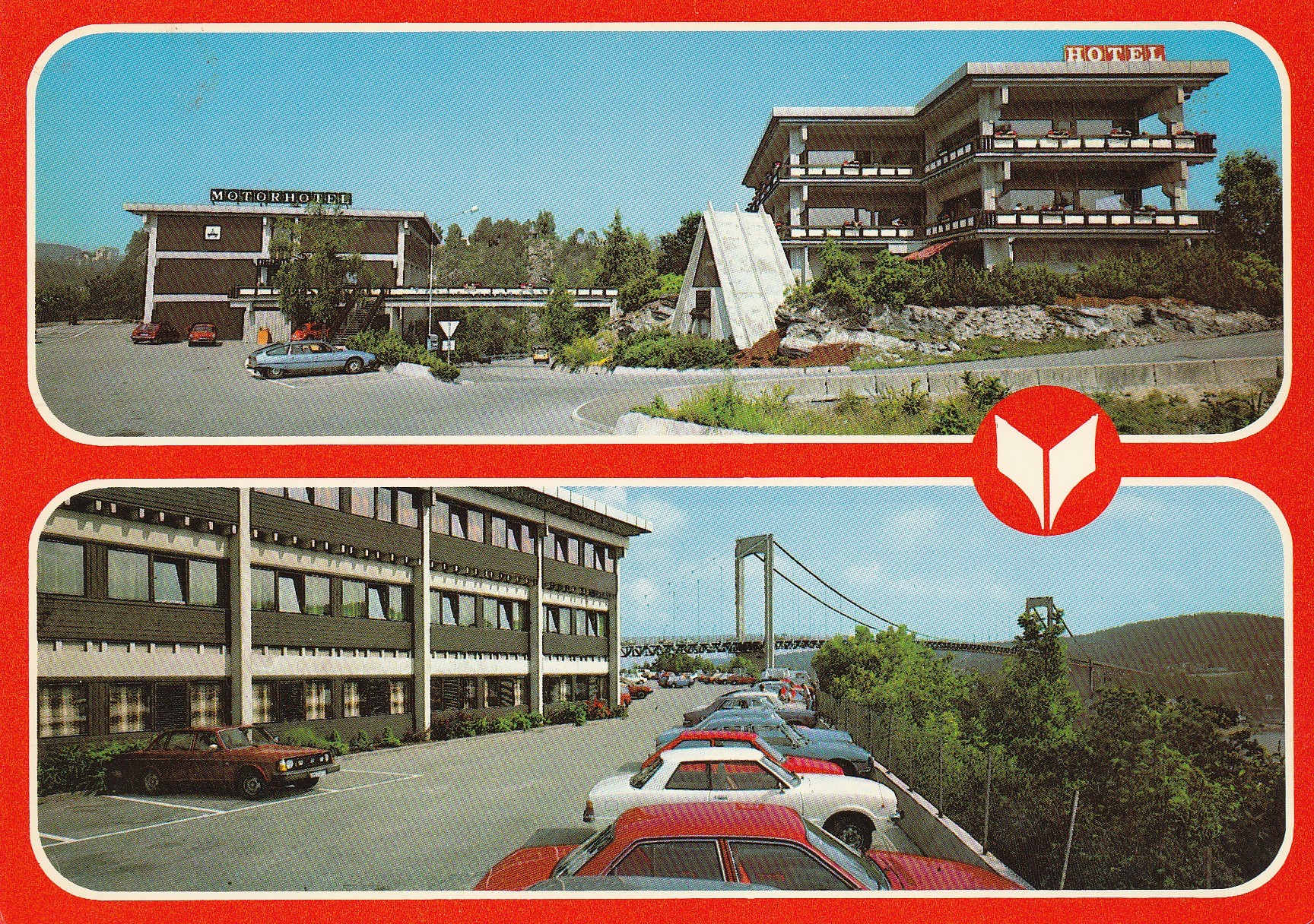 Norges største veikro "Korvetten" Motorhotell Grill & Cafeteria, ved Brevikbroen E 18 . Aune M-10565-2 Pst