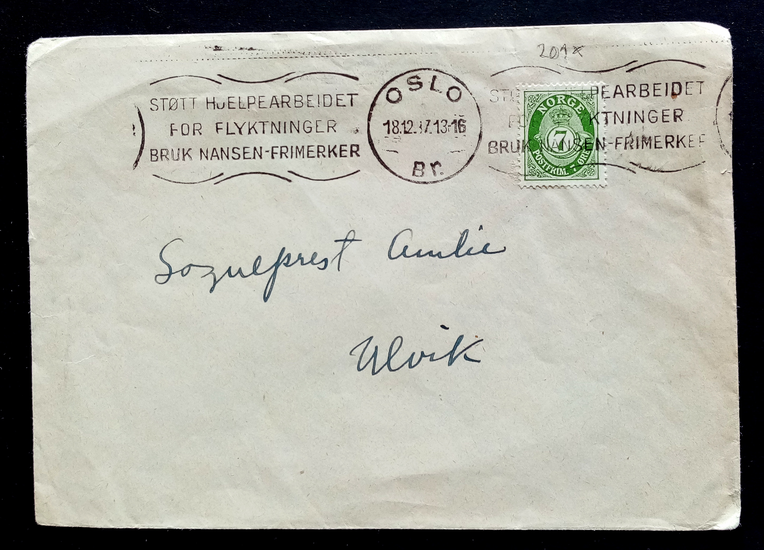 Norge - Brev - OSLO. 18.12.37.