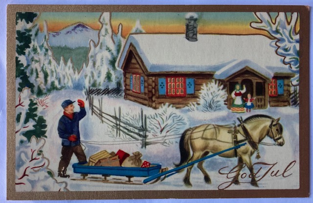 George Schumann Hest og slede God JUl br1952
