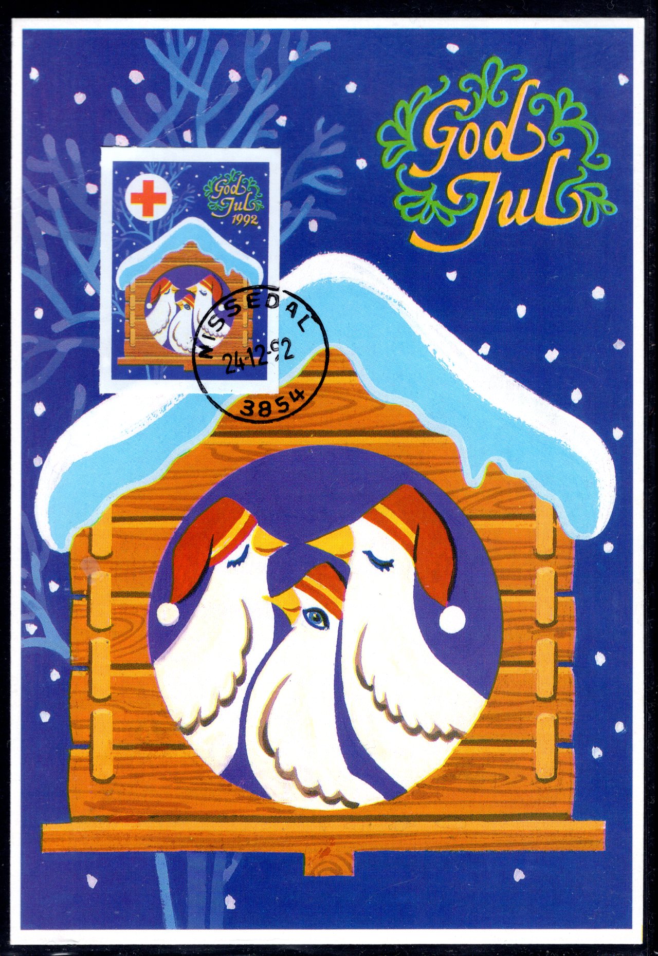 Julekort stemplet Nissedal 1992 se scan