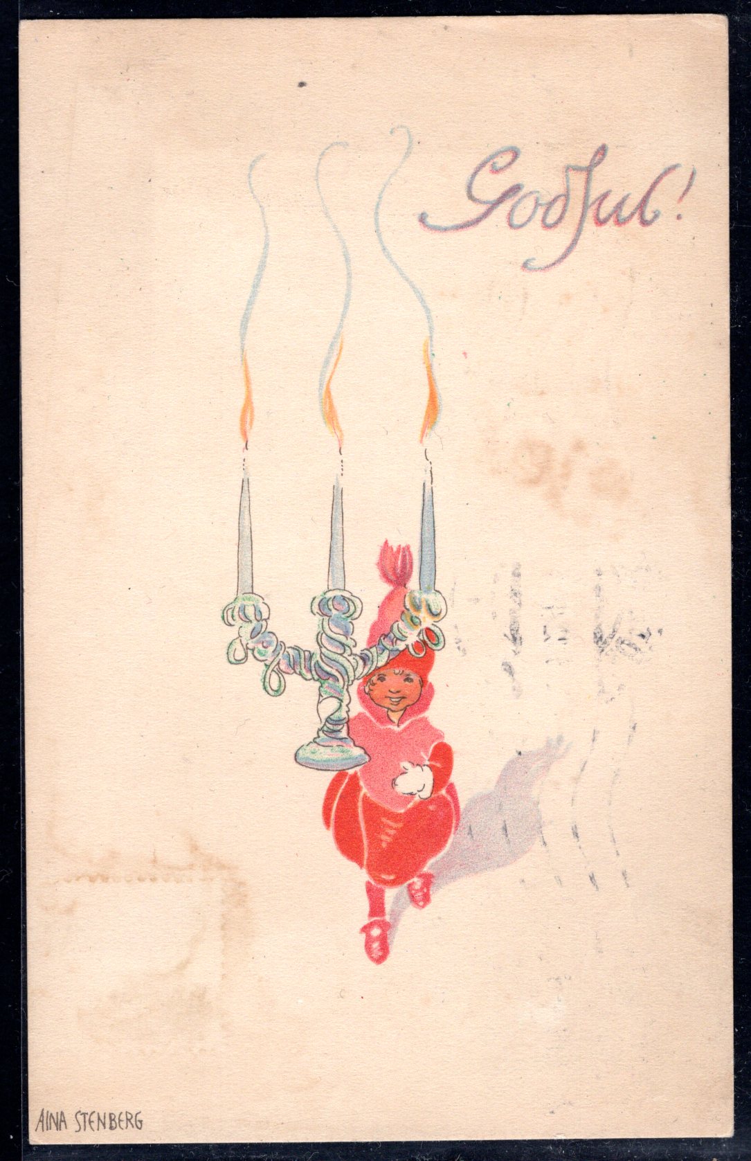 Sign Aina Stenberg nisse med lys st Gøteborg 1918 se scan