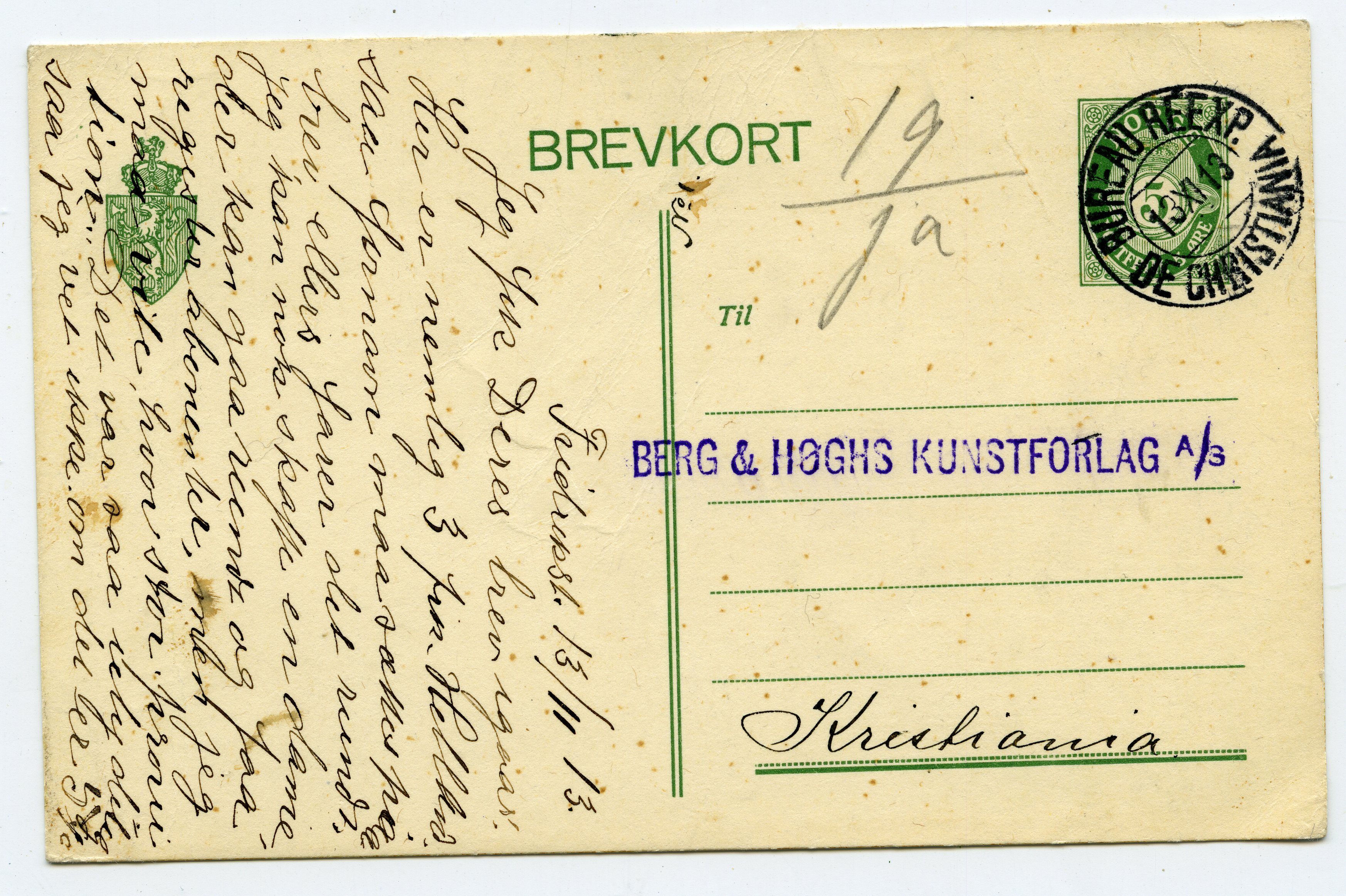 Bureau Reexp. De Christiania. nor44