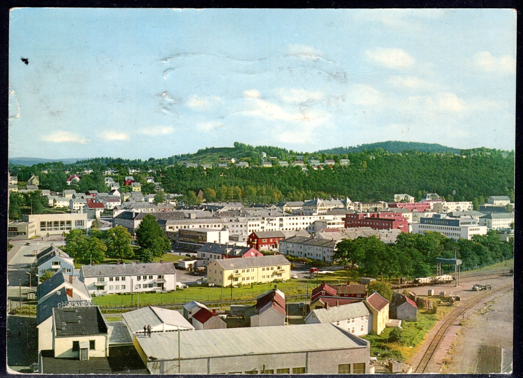 Steinkjer Utsikt over byen stemplet Steinkjer 1963 se scan