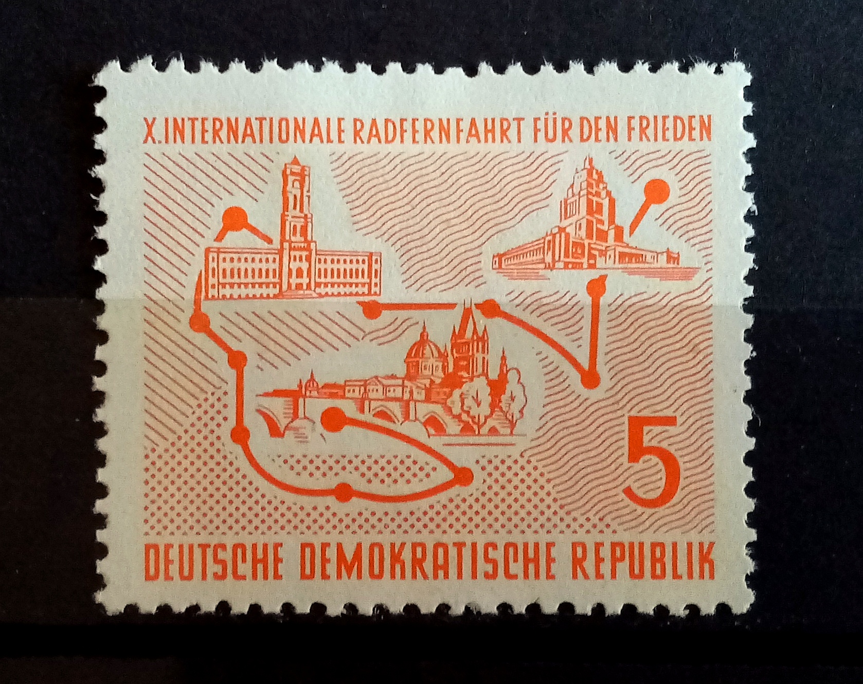 DDR - Afa 382. Fredsløpet Prag-Berlin-Warszawa.(1957) *
