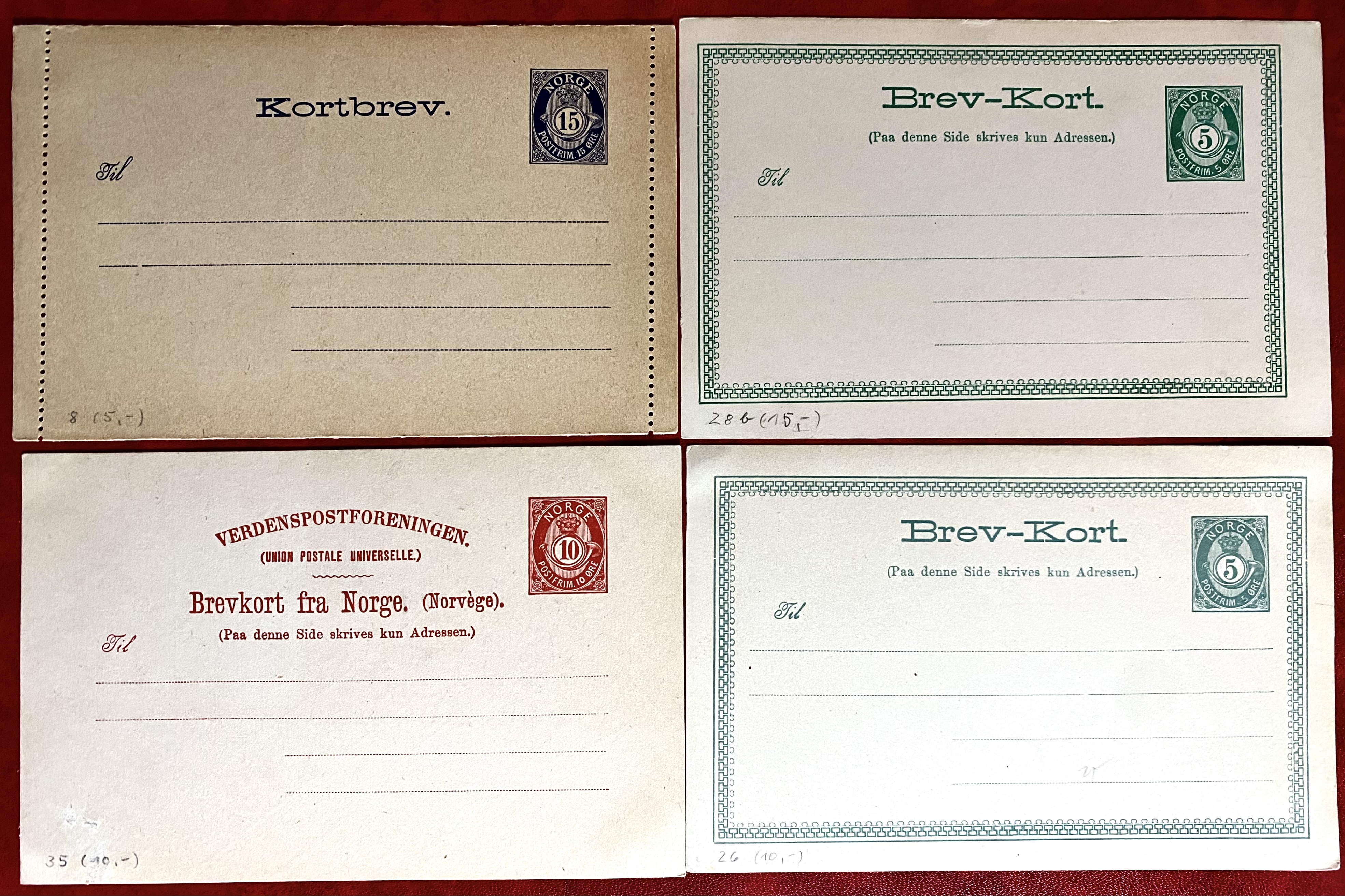 Lot 5 Ubrukte Brevkort/Kortbrev