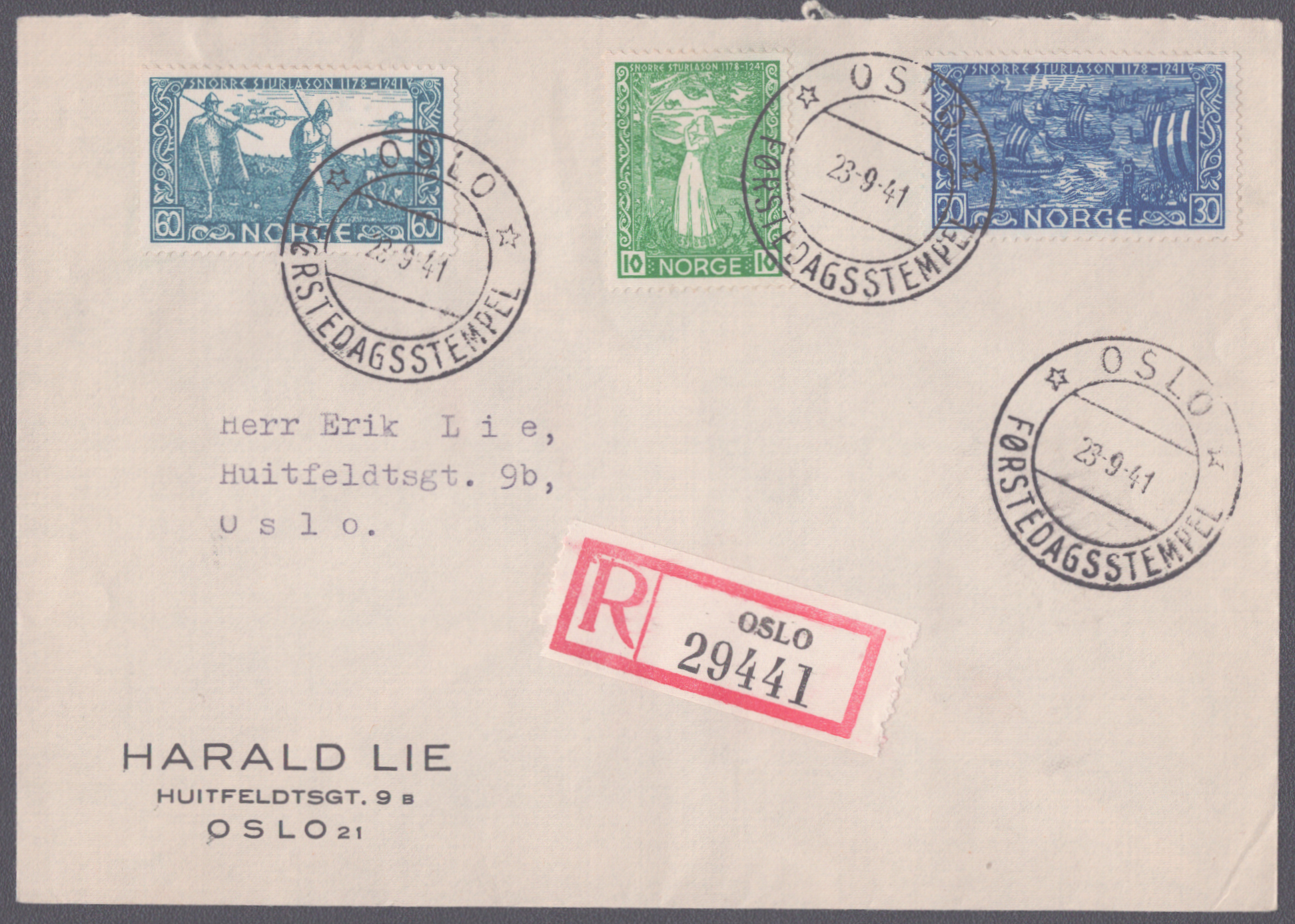 FDC 1941 NK294-NK299 REK stempeltype 1