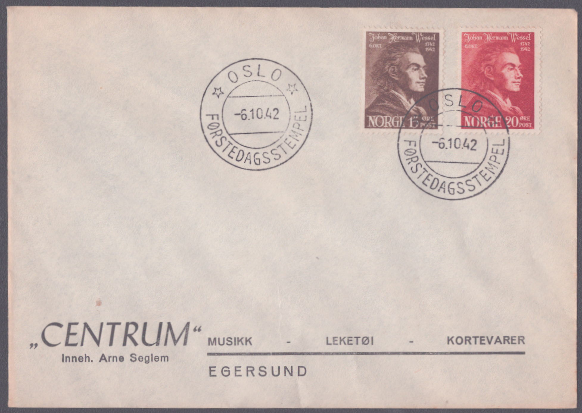 FDC 1942 NK307-NK308 stempeltype 3