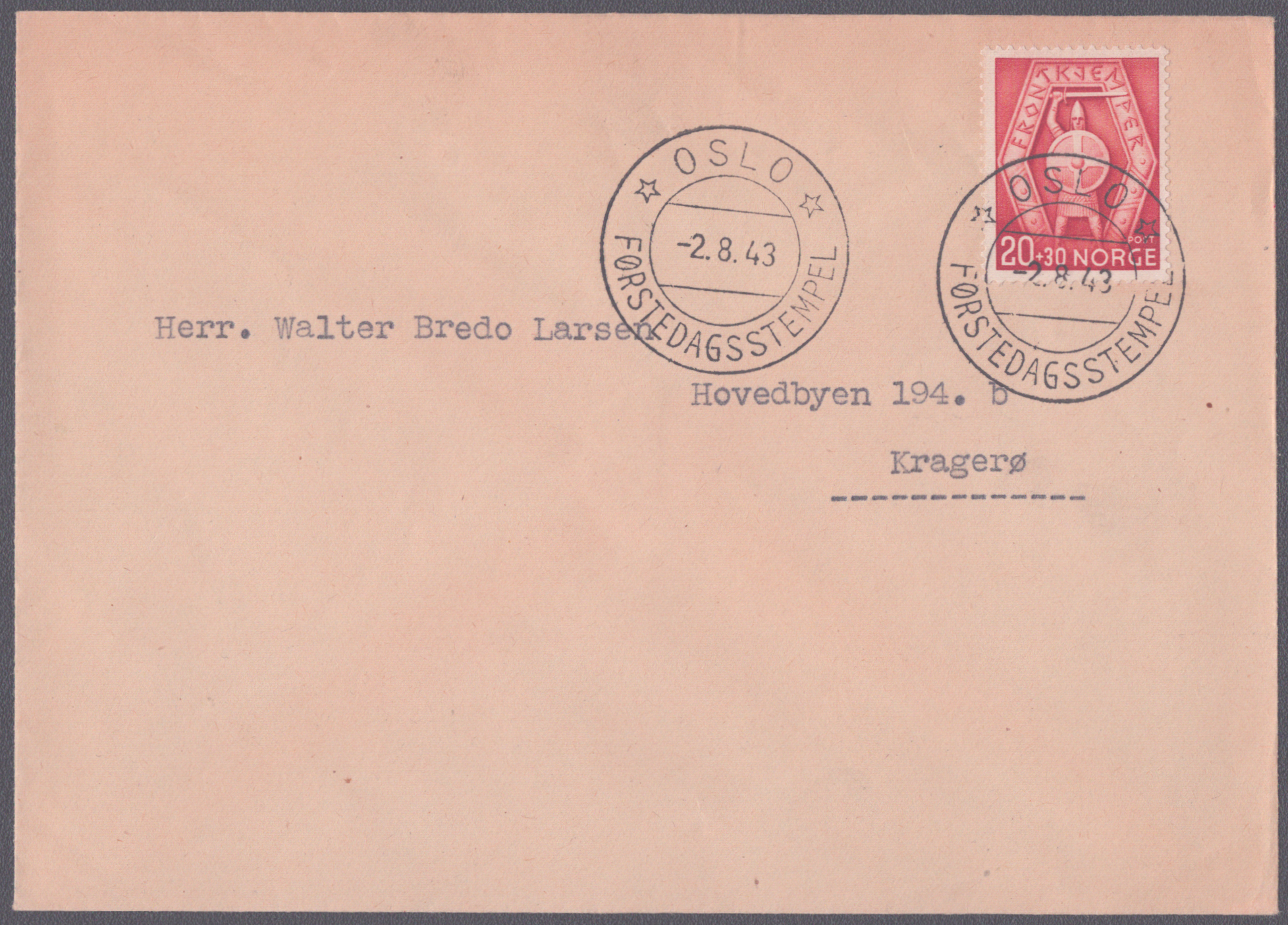 FDC 1943 NK318 stempeltype 3