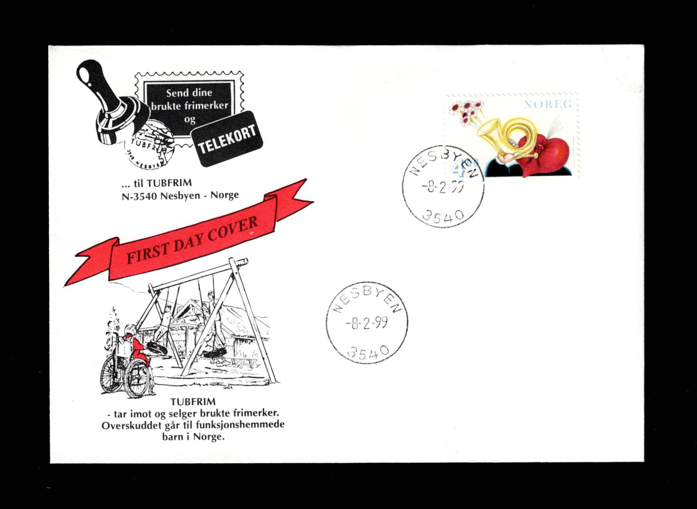 FDC 1999 NK1355 NESBYEN vignet Tubfrim